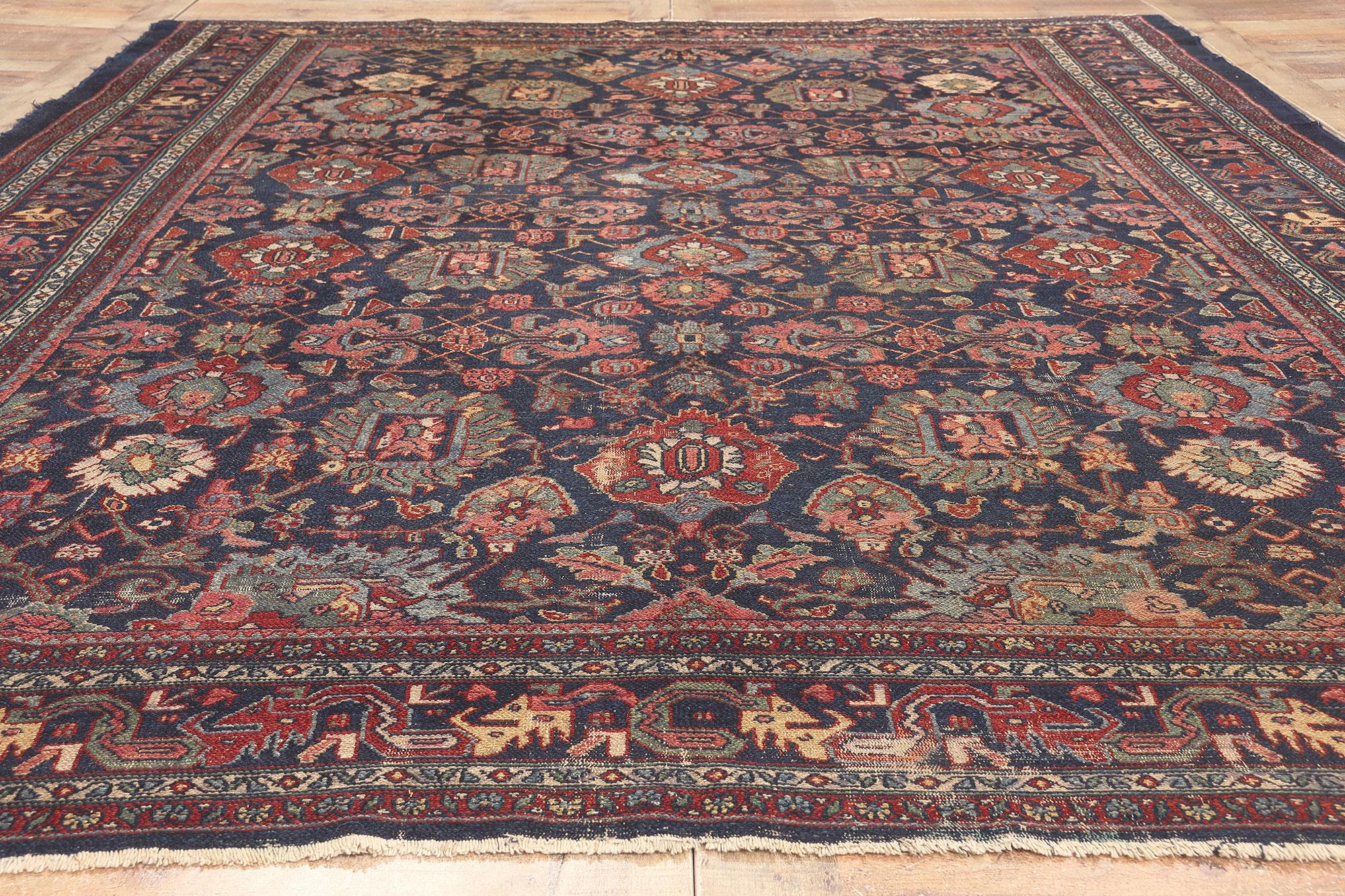 Laine Ancien tapis persan Bibikabad, l'Elegance traditionnelle rencontre la sensibilité rustique en vente