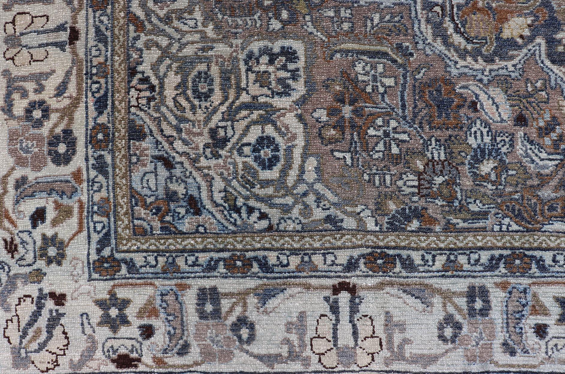 Antico tappeto persiano Bibikabad con medaglione ornato  8'10 x 11'10 in vendita 2