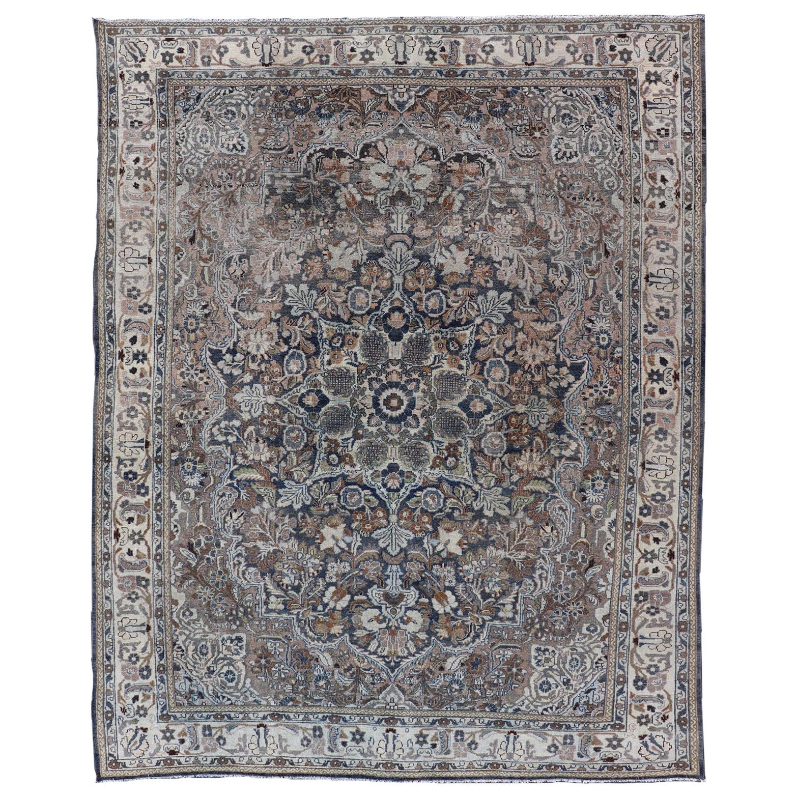 Antiker persischer Bibikabad-Teppich aus Bibikabad mit verschnörkeltem Medaillon  8'10 x 11'10