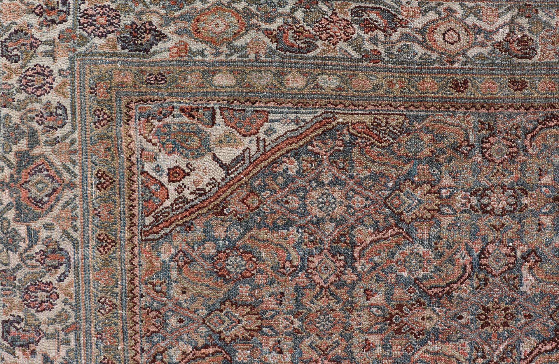 Antico tappeto persiano Bibikabad con intricato disegno floreale a medaglione 6'9 x 6'9 in vendita 3