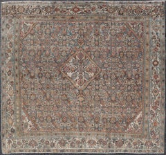 Antique Persian Bibikabad Rug with Intricate Medallion Floral Design 6'9 x 6'9