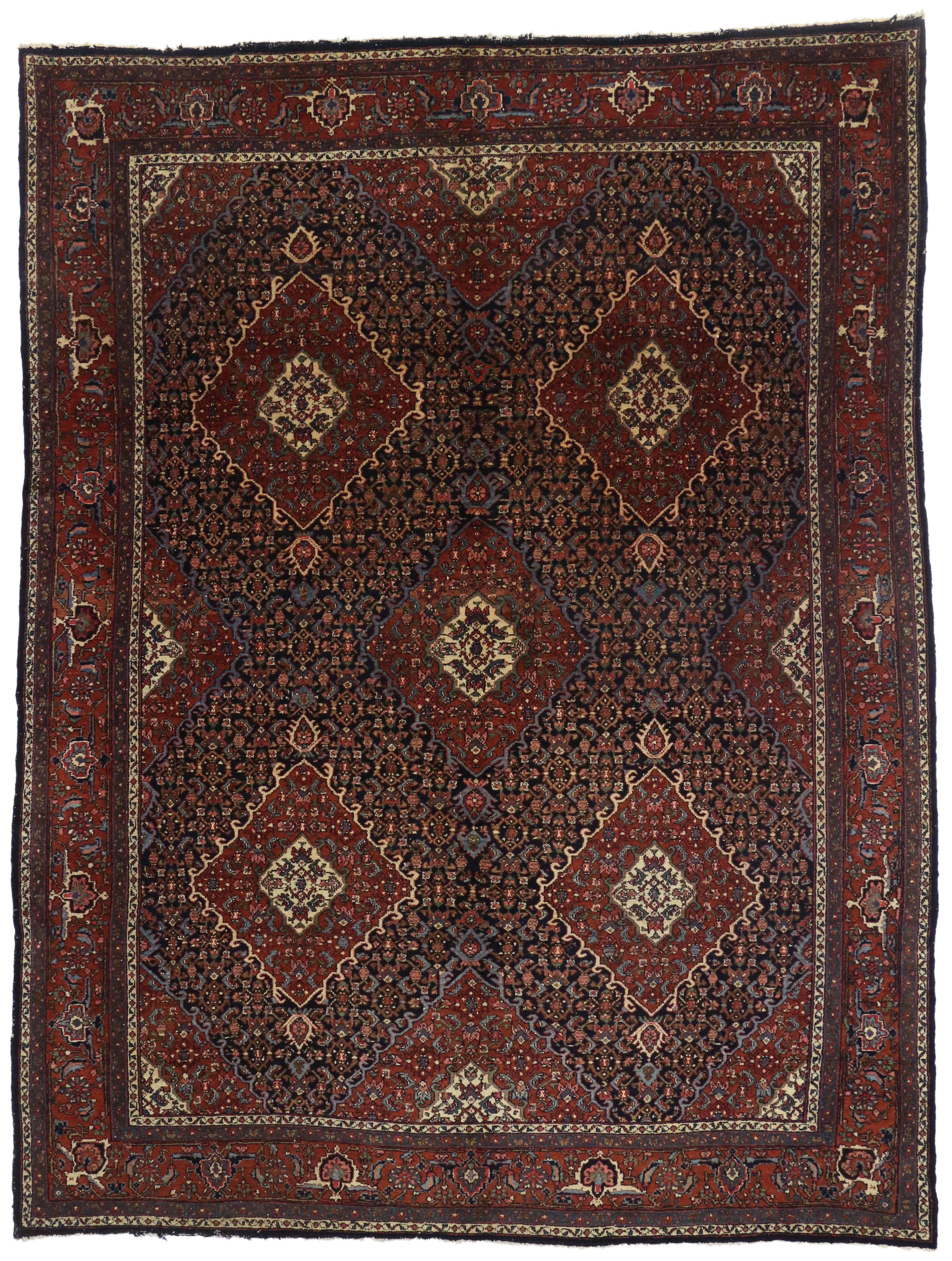 Antique Persian Bibikabad Rug with Modern Traditional Style 1
