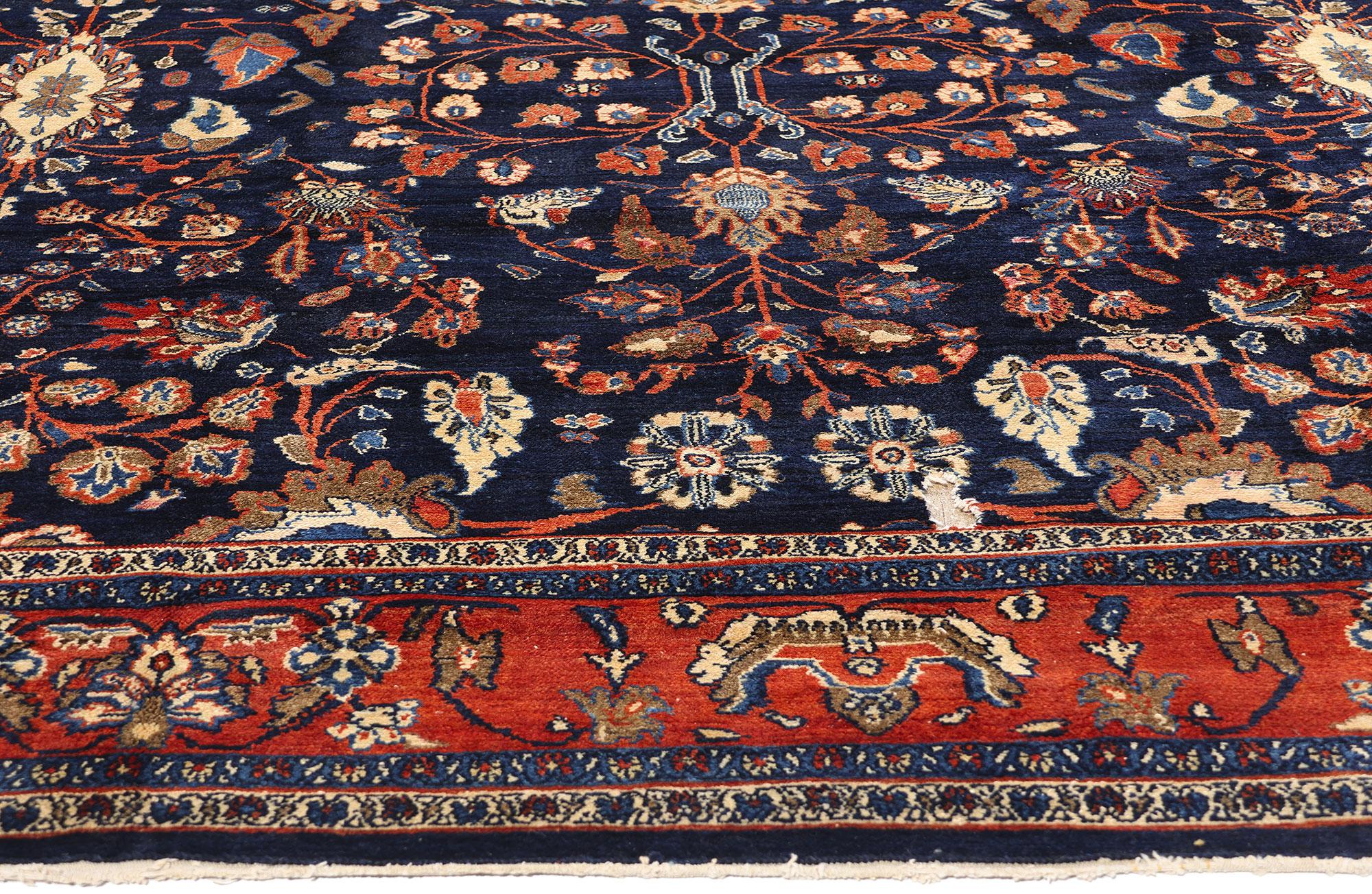 Hand-Knotted 1900's Antique Persian Bibikabad Carpet with Modern Style For Sale
