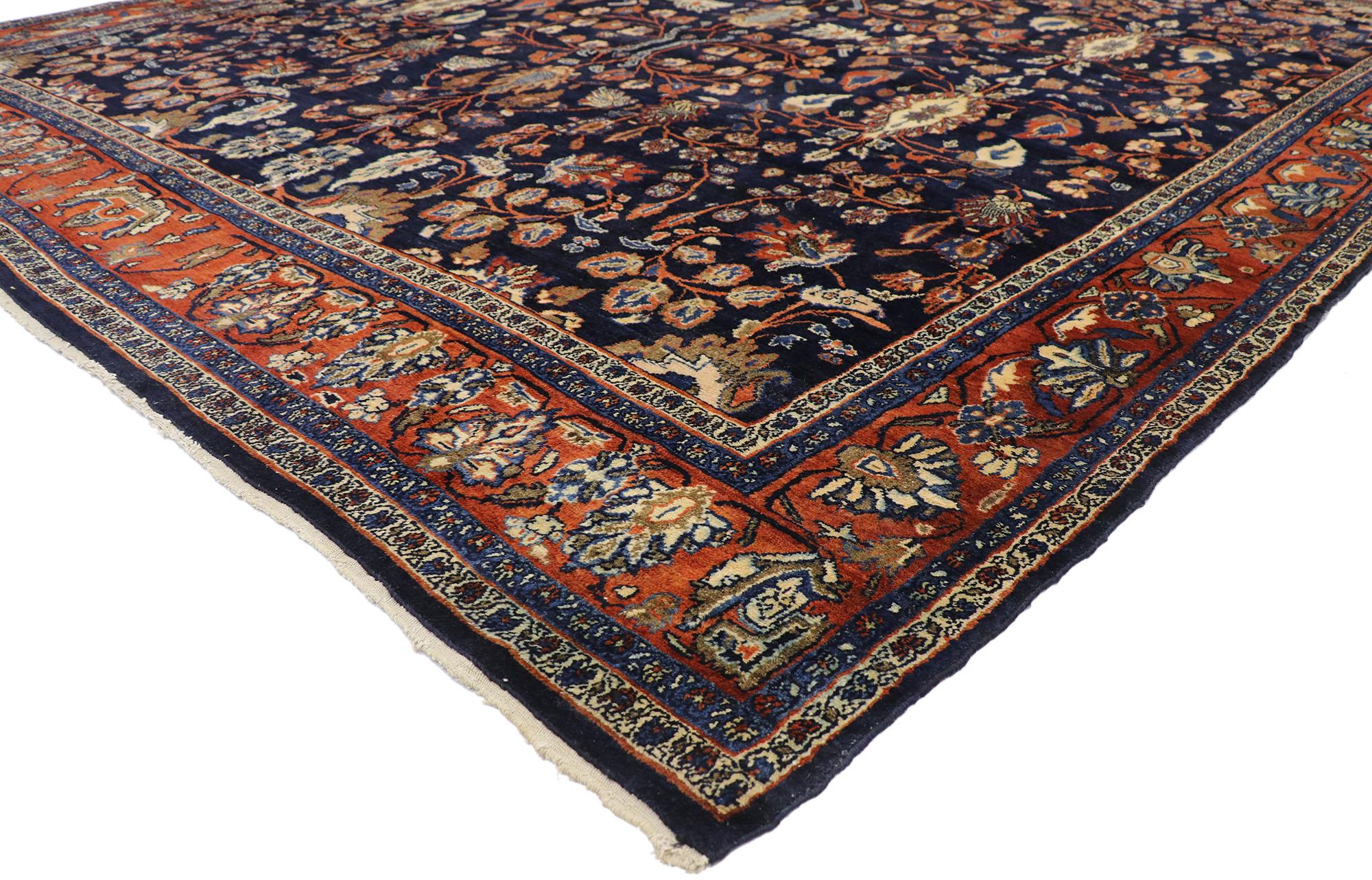 77575 Antique Persian Bibikabad Rug, 10'08 x 12'08. Persian Bibikabad rugs originate from the Bibikabad region in Iran and are renowned for their intricate floral motifs, geometric patterns, and high knot density, showcasing the craftsmanship of