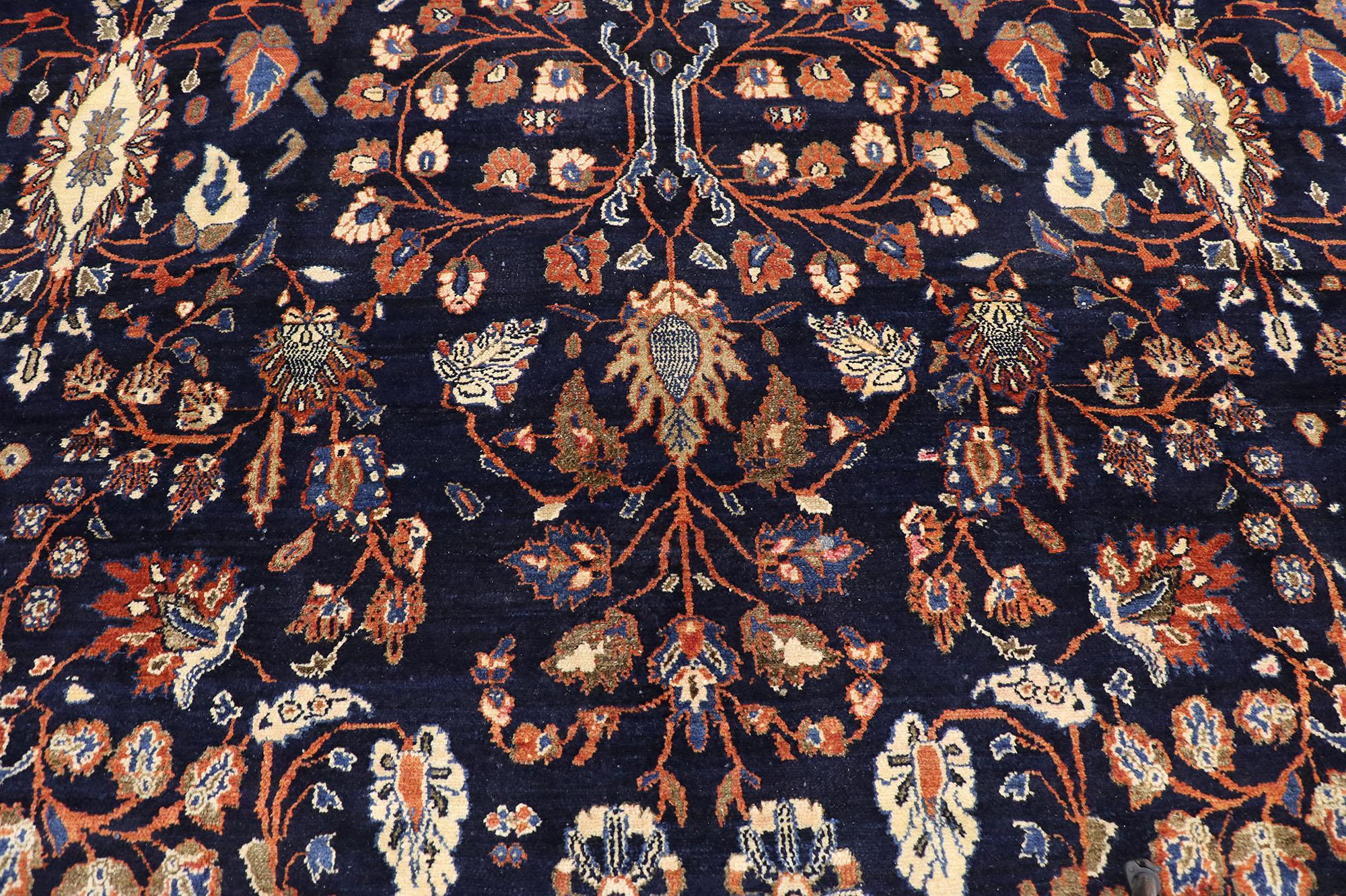 Wool 1900's Antique Persian Bibikabad Carpet with Modern Style For Sale