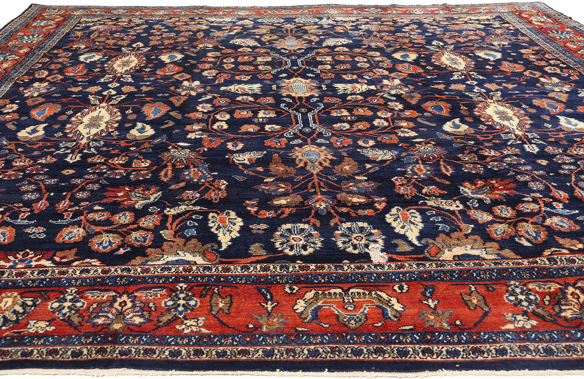 Aesthetic Movement 1900's Antique Persian Bibikabad Carpet with Modern Style For Sale