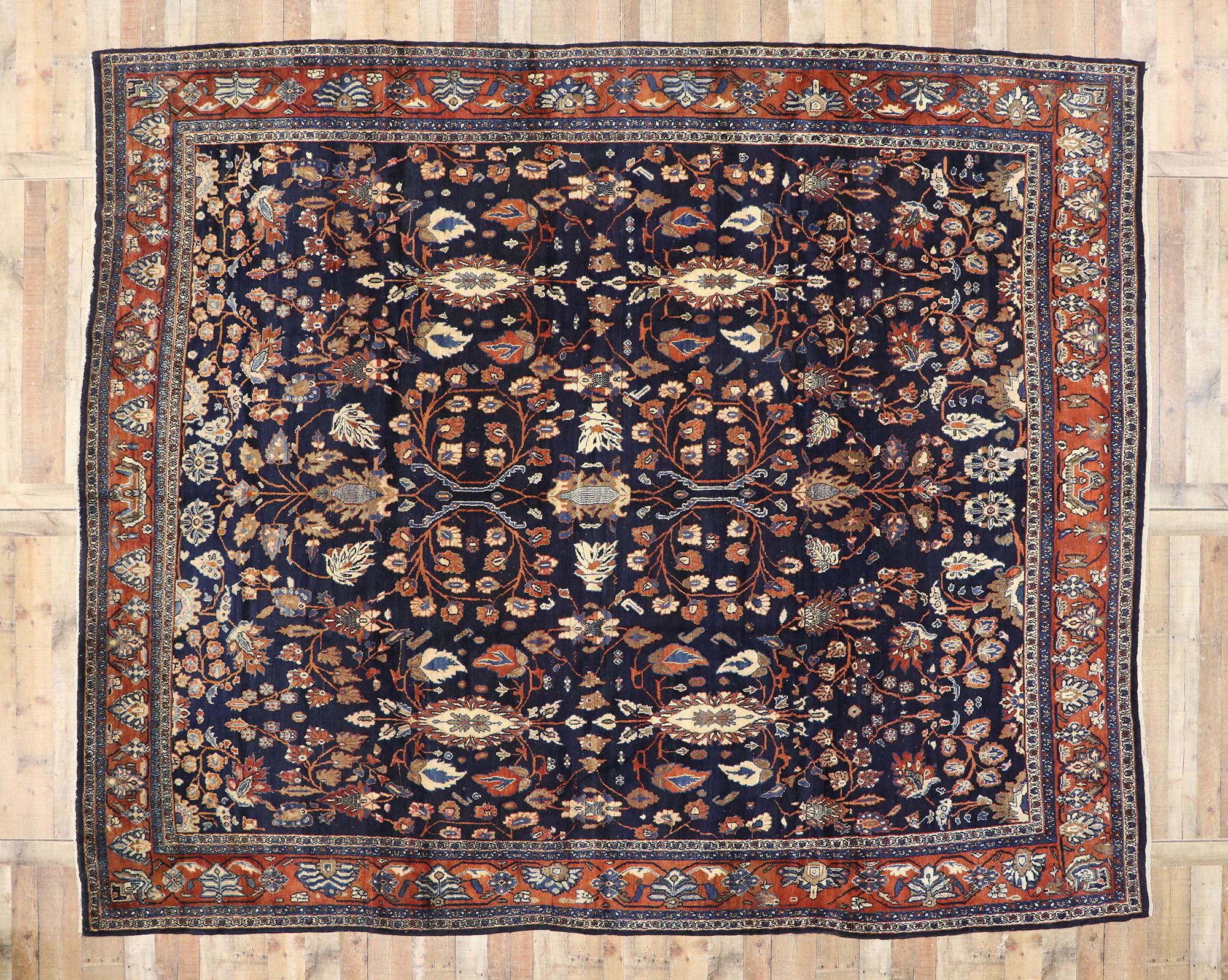 Wool Antique Persian Bibikabad Rug with Old World French Chateau Style For Sale