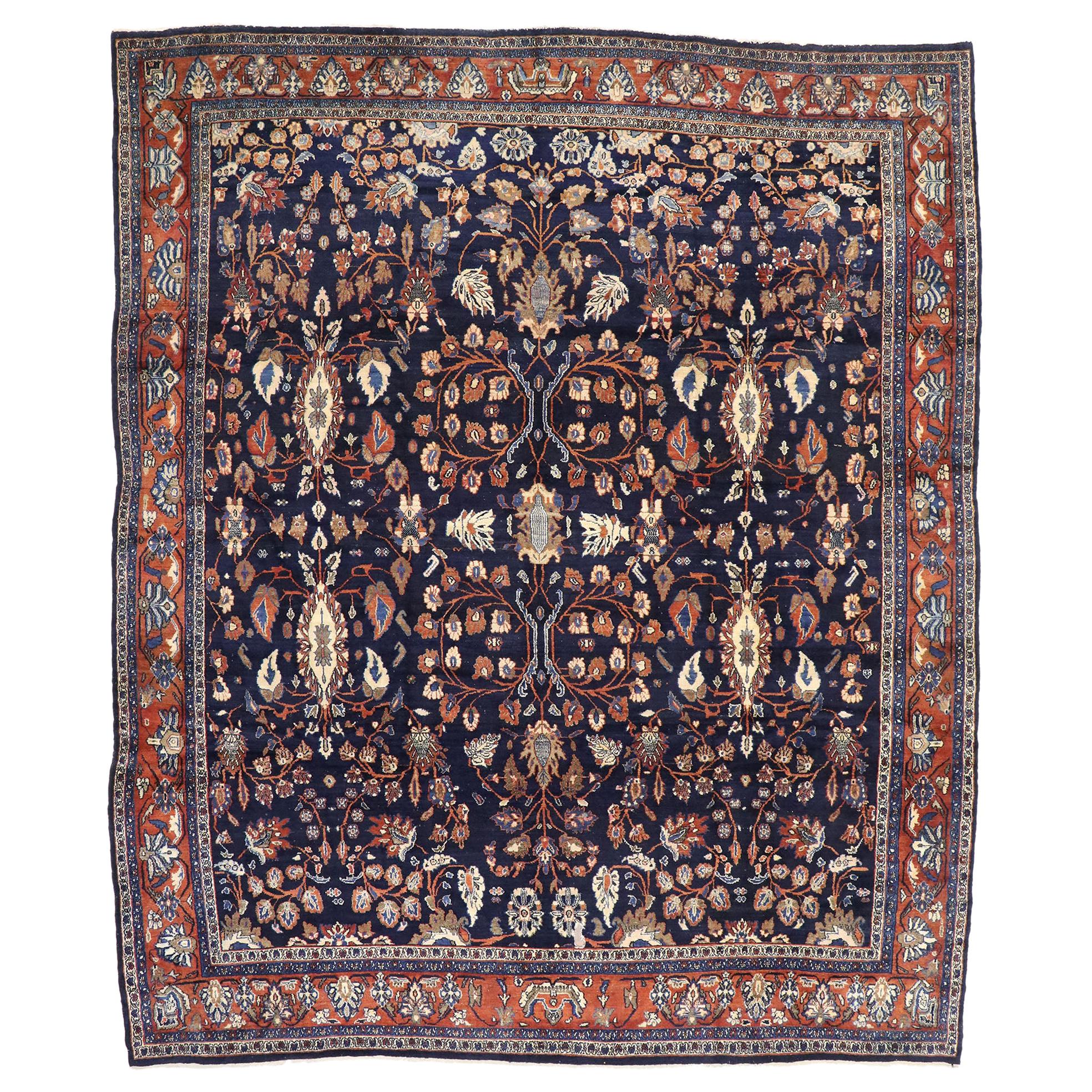 Antique Persian Bibikabad Rug with Old World French Chateau Style For Sale