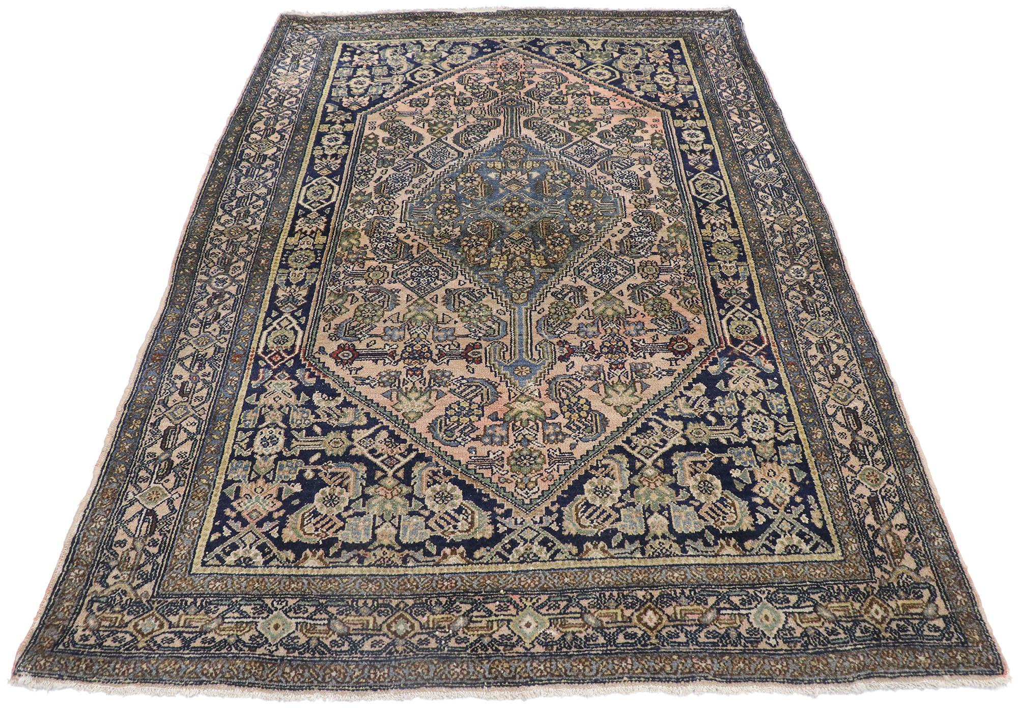 Malayer Antique Persian Bibikabad Rug with Victorian Style For Sale