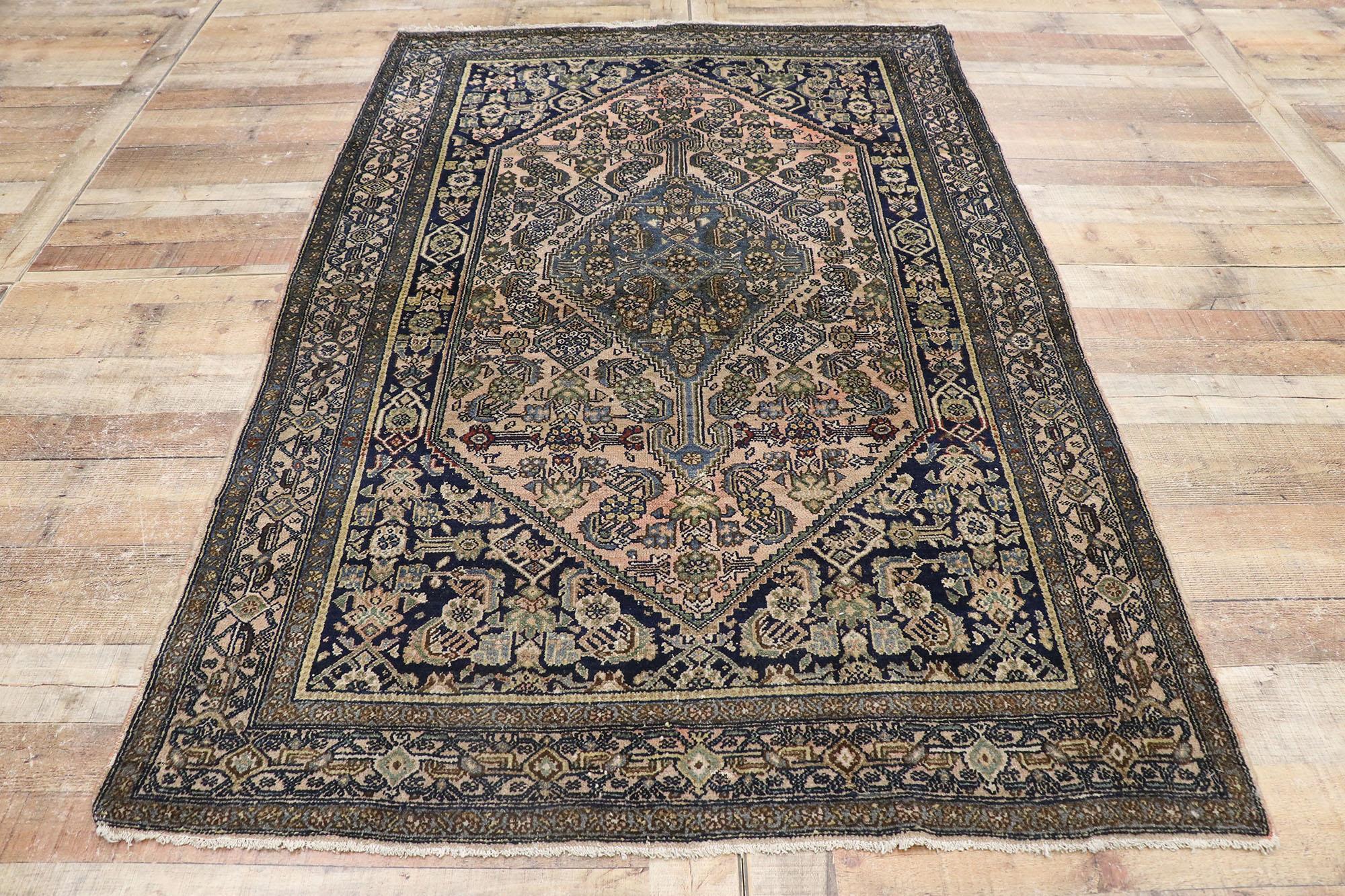 Wool Antique Persian Bibikabad Rug with Victorian Style For Sale