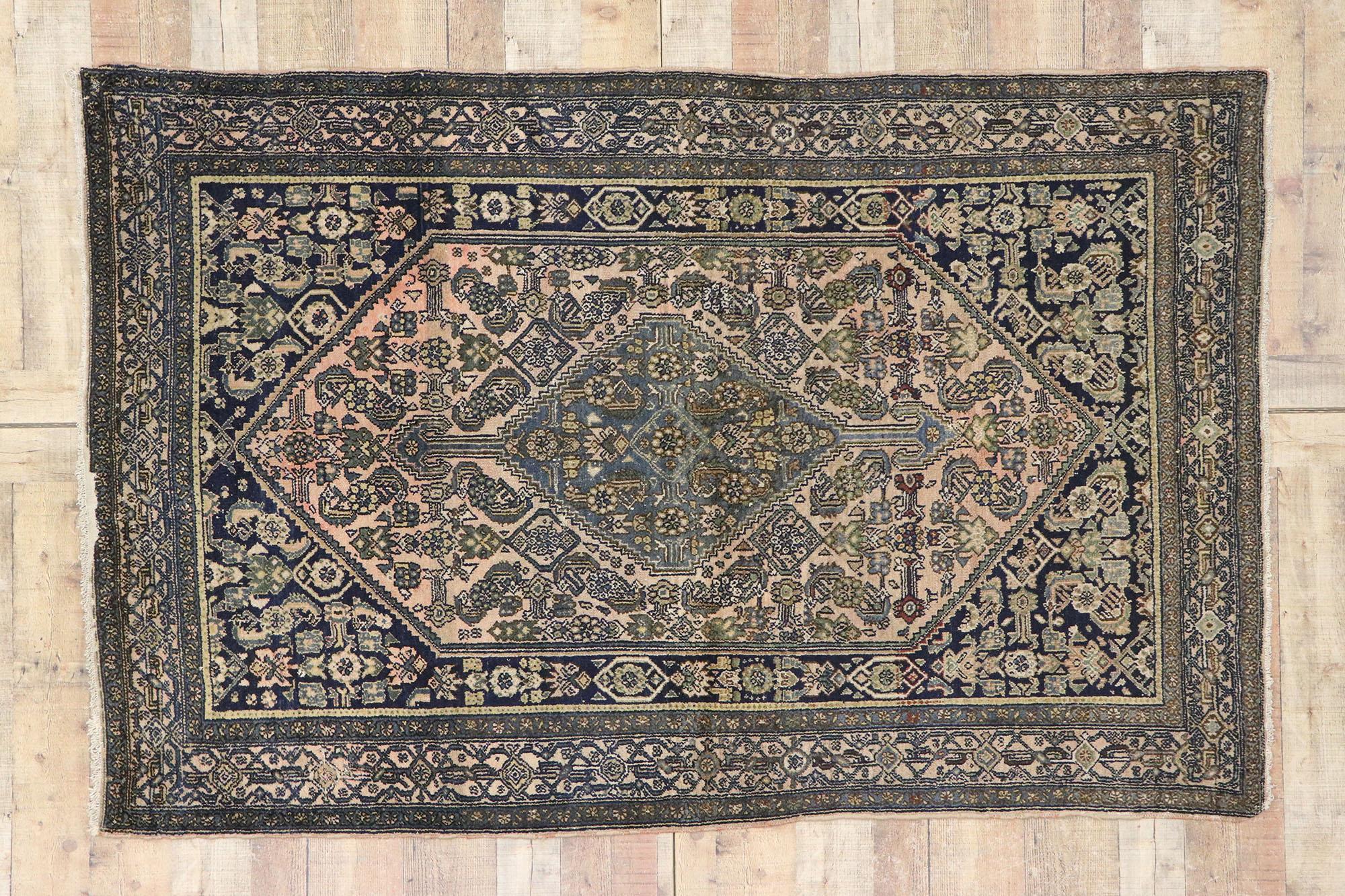 Antique Persian Bibikabad Rug with Victorian Style For Sale 1