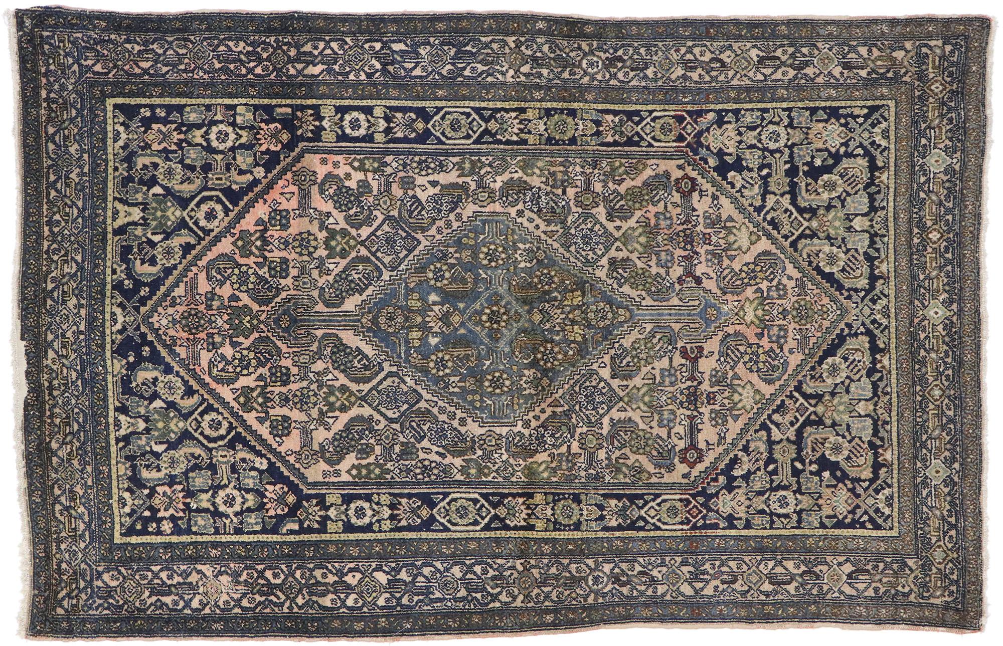 Antique Persian Bibikabad Rug with Victorian Style For Sale 2