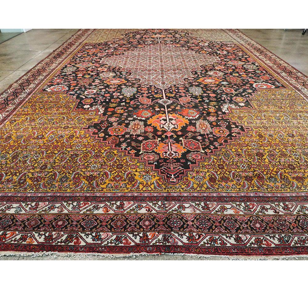 Hand-Knotted Antique Persian Bidjar Oversize Rug