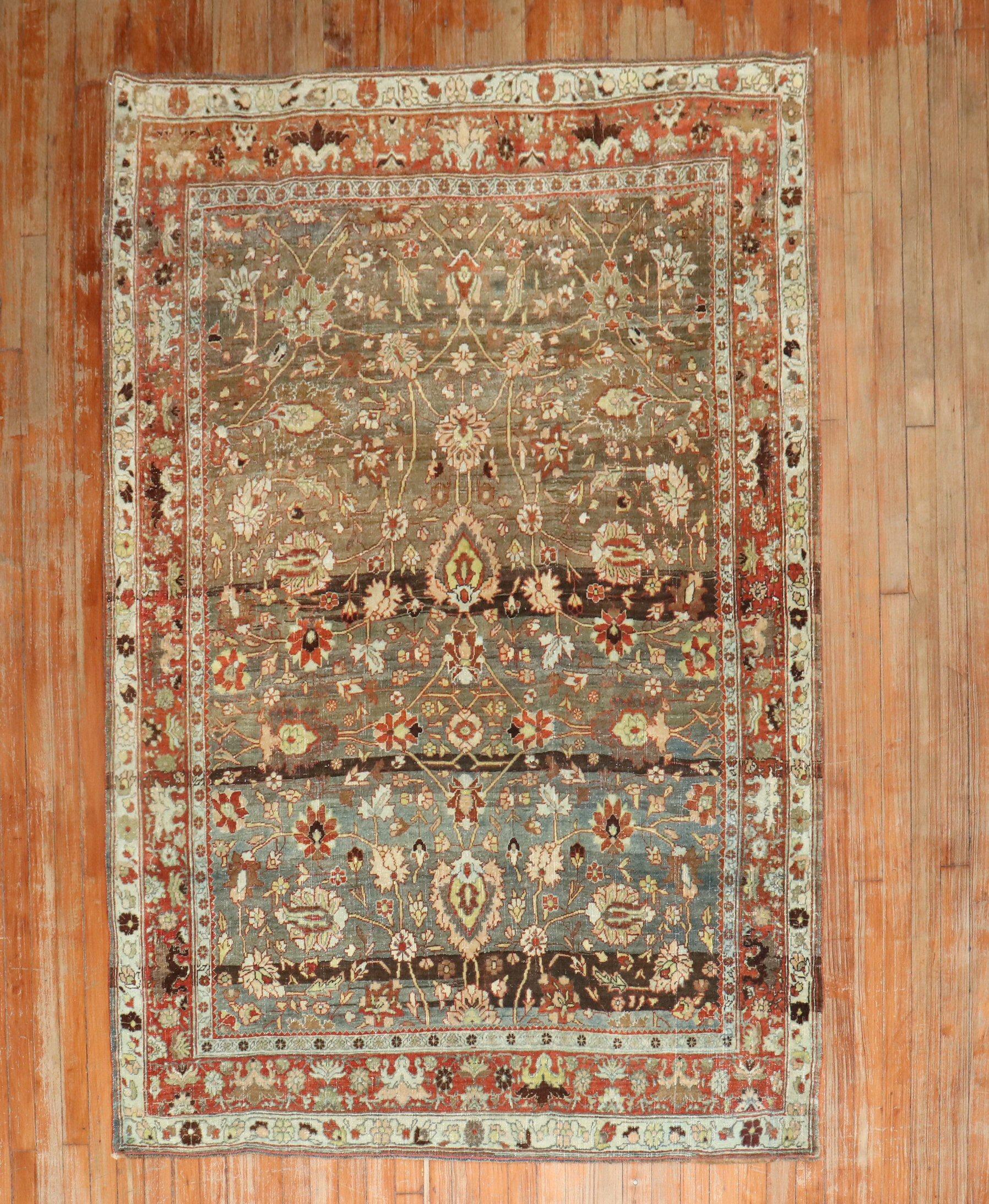 Zabihi Collection Antique Persian Bidjar Accent Rug For Sale 3