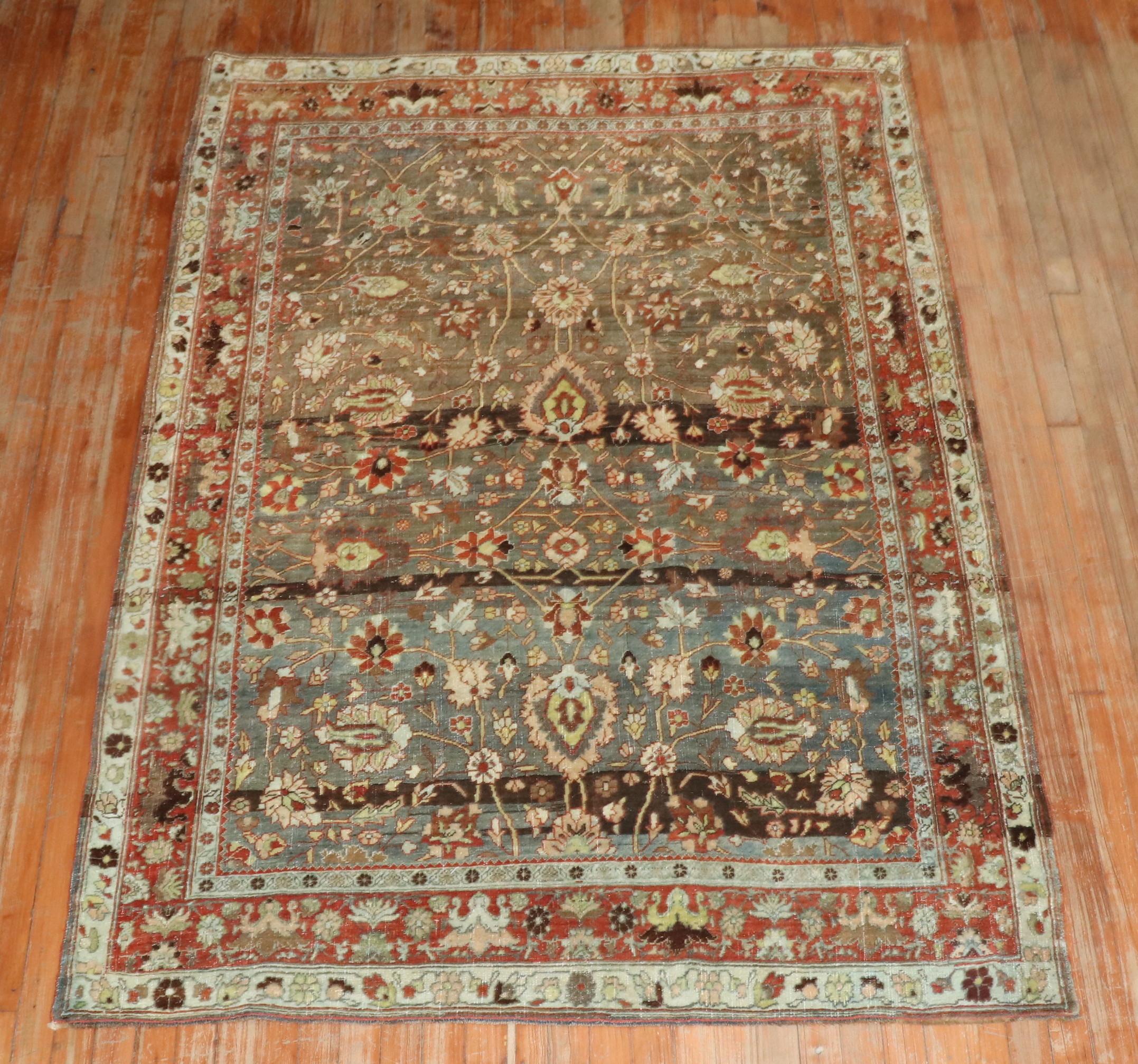 Zabihi Collection Antique Persian Bidjar Accent Rug For Sale 4