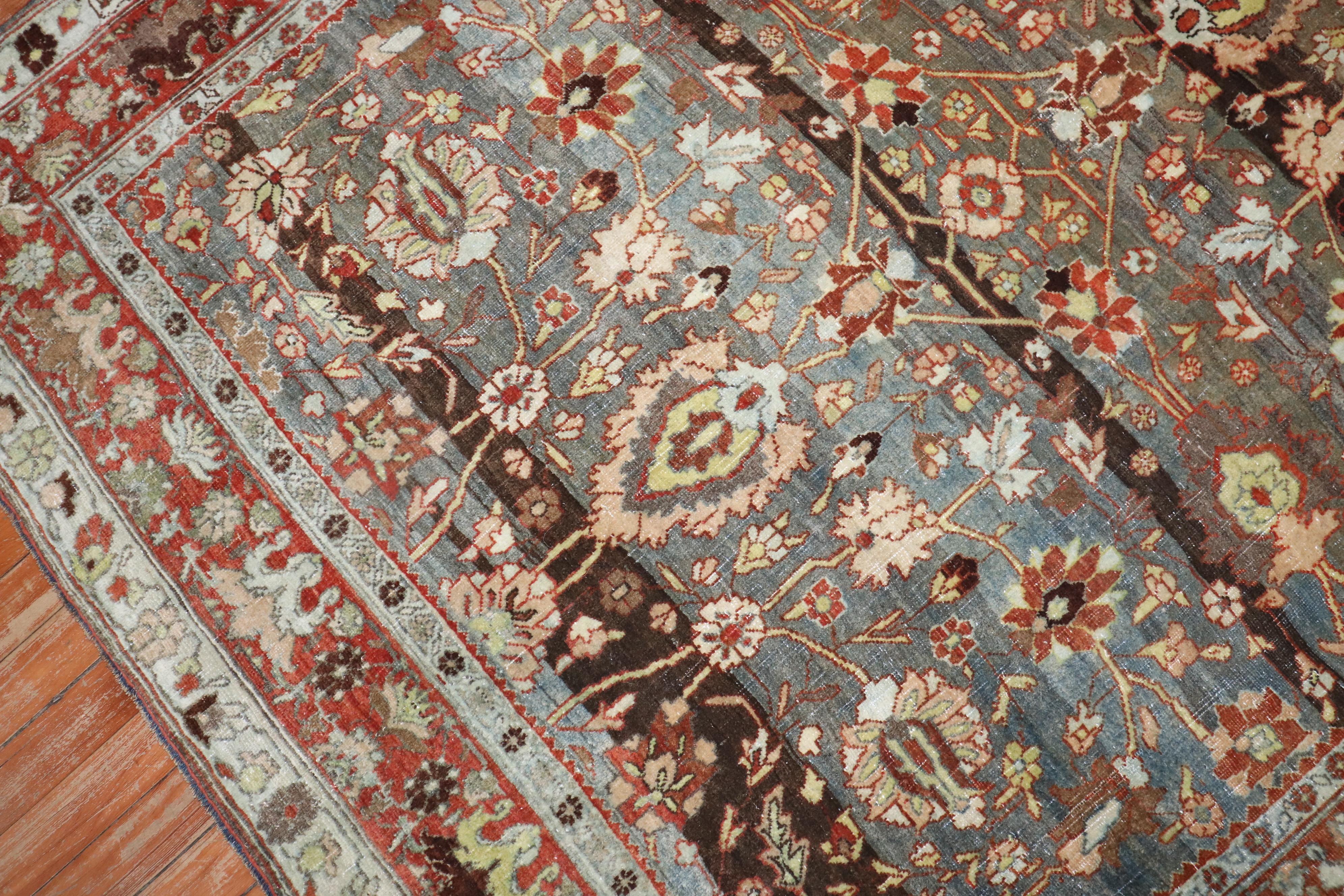 Zabihi Collection Antique Persian Bidjar Accent Rug For Sale 5