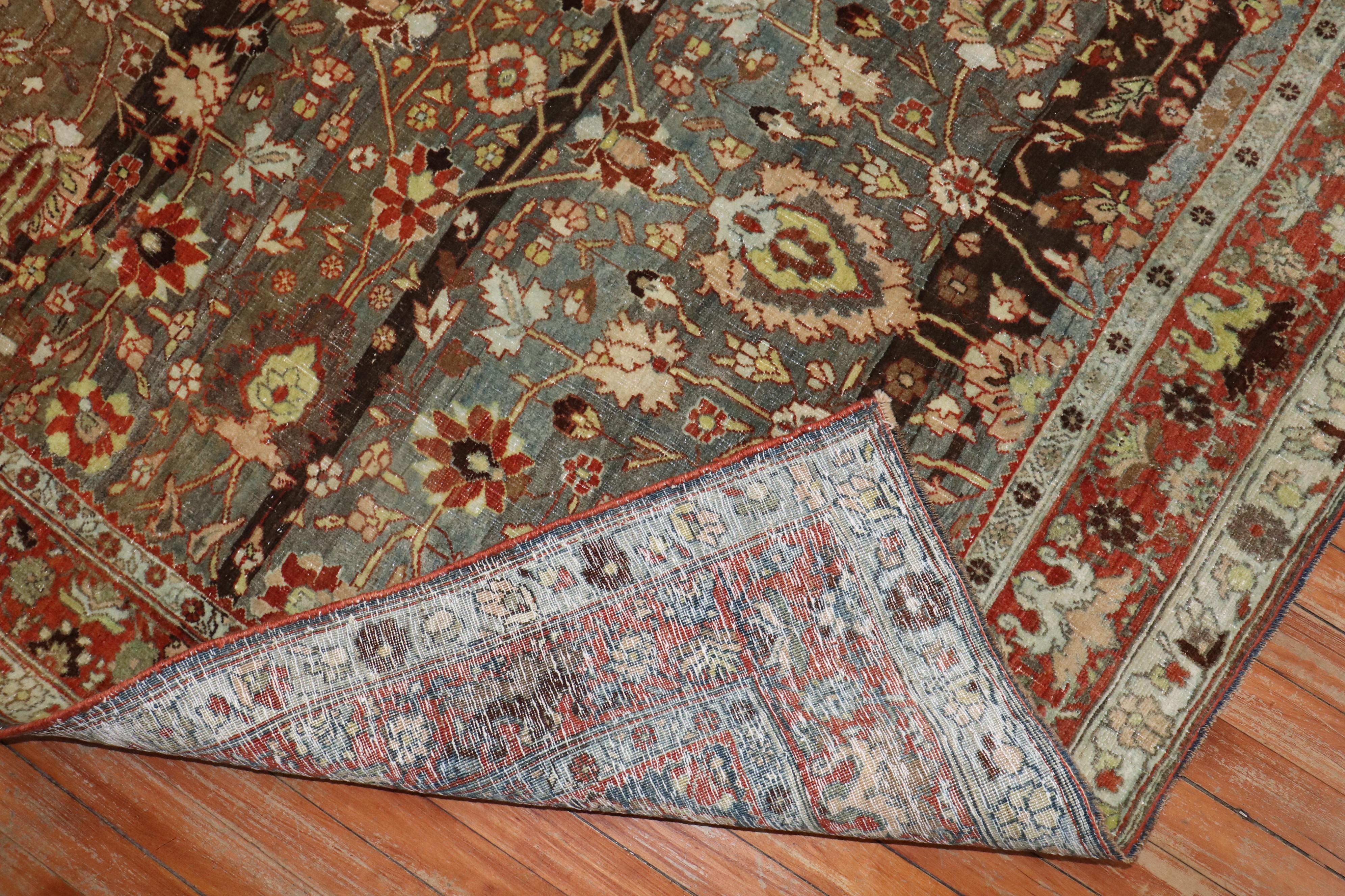 20th Century Zabihi Collection Antique Persian Bidjar Accent Rug For Sale