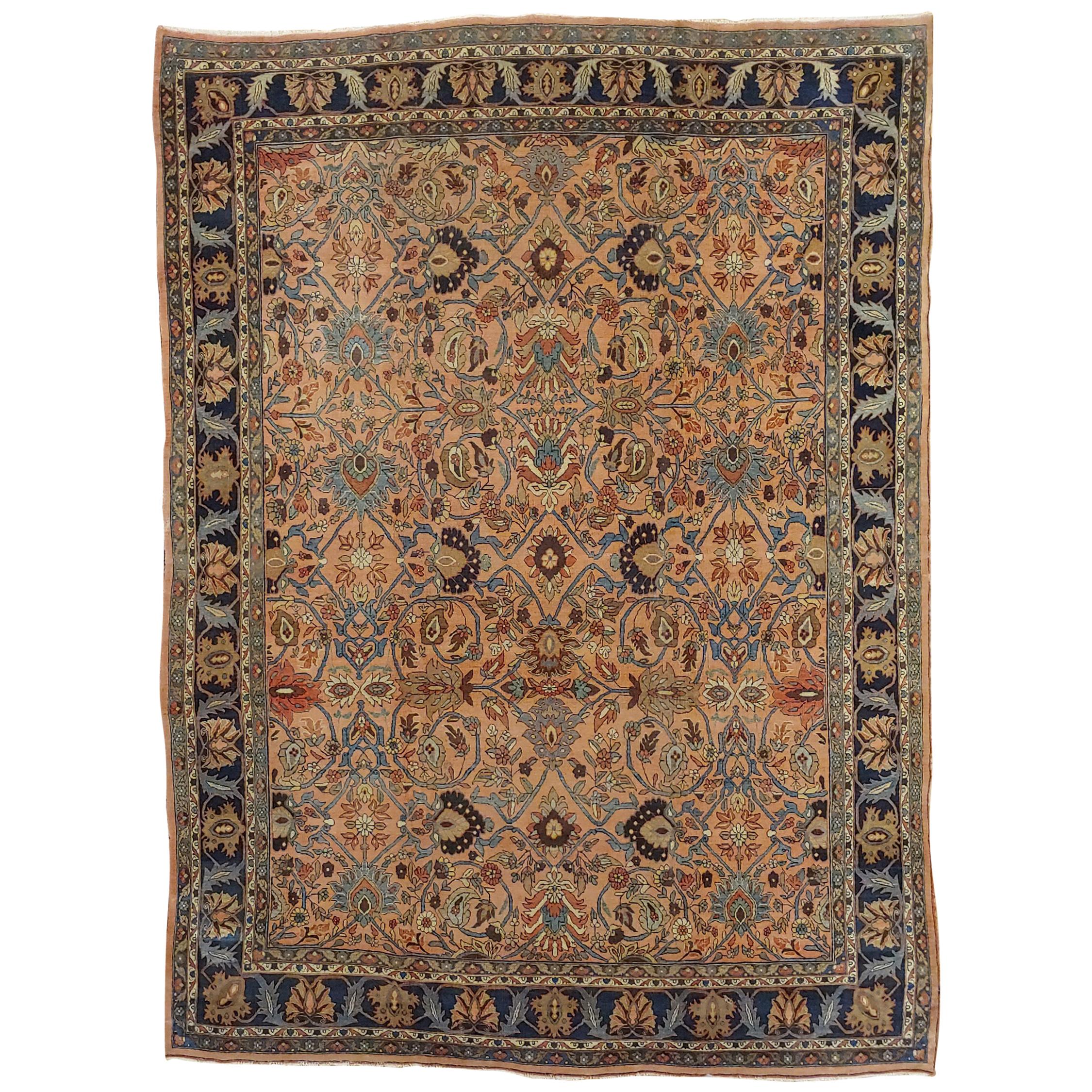 Antique Persian Bidjar, All-Over Design on Rust Field, Wool, Room Size, 1895 For Sale