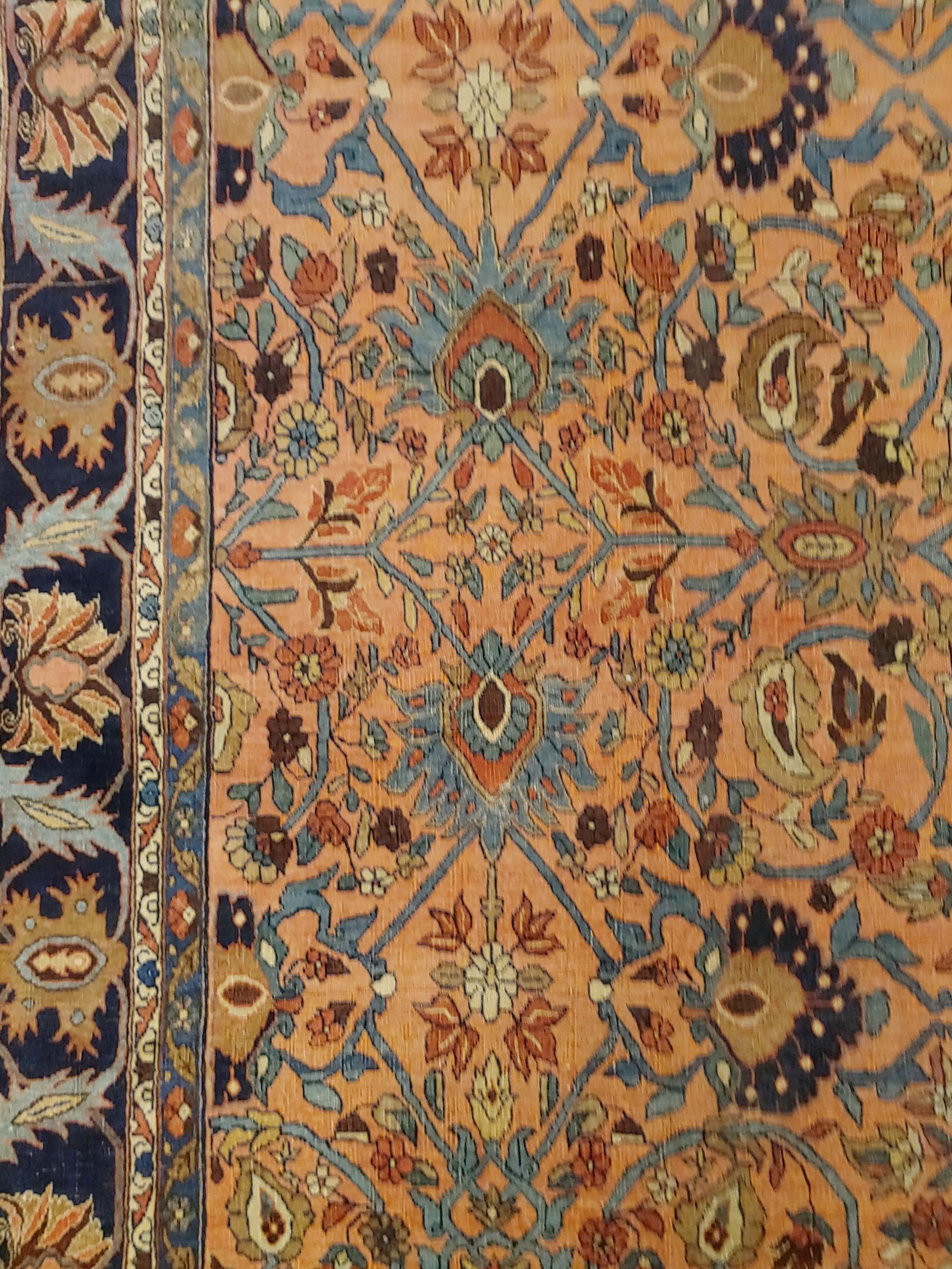 Woven Antique Persian Bidjar, All-Over Design on Rust Field, Wool, Room Size, 1895 For Sale