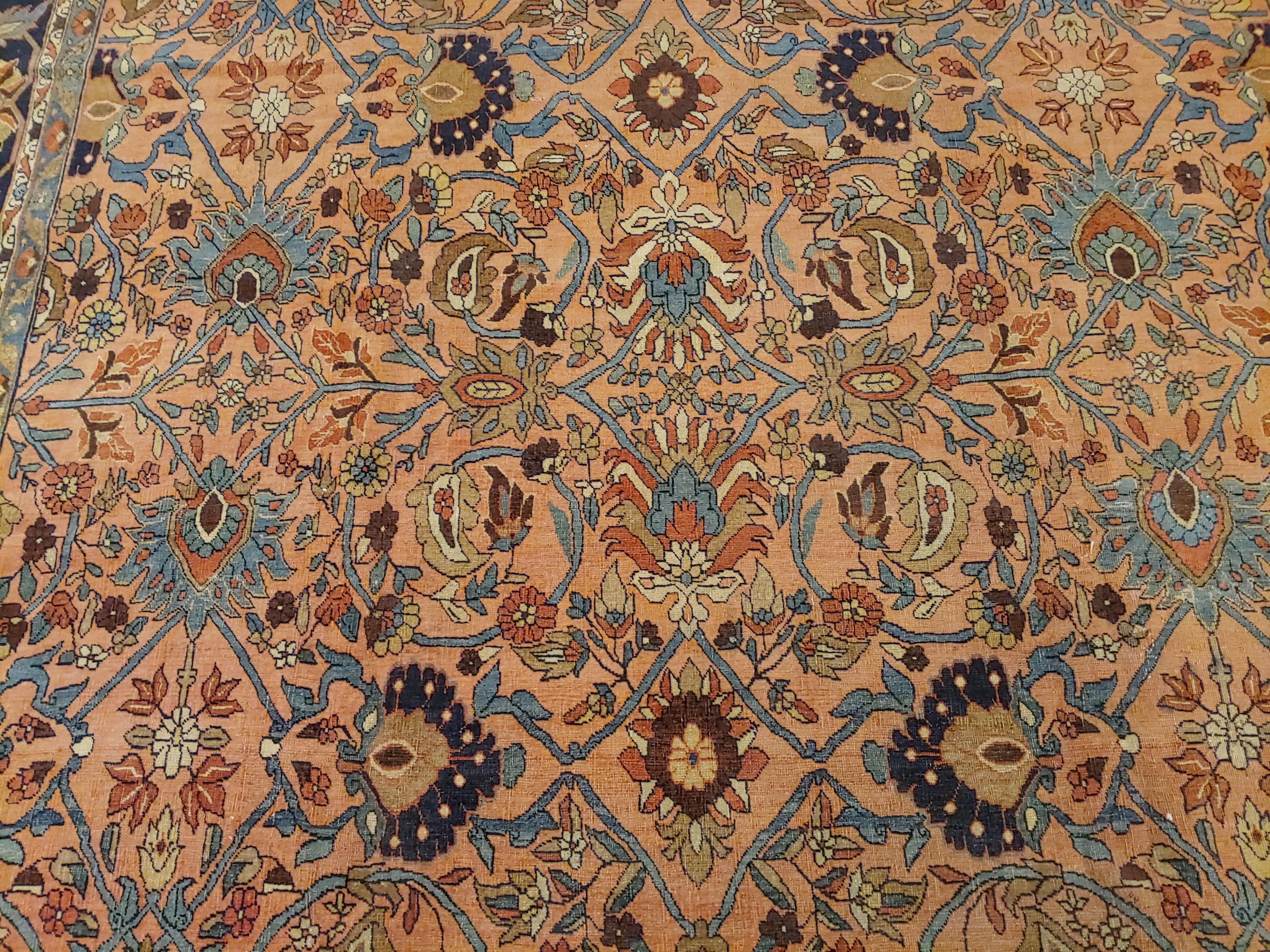 Antique Persian Bidjar, All-Over Design on Rust Field, Wool, Room Size, 1895 In Fair Condition For Sale In Williamsburg, VA
