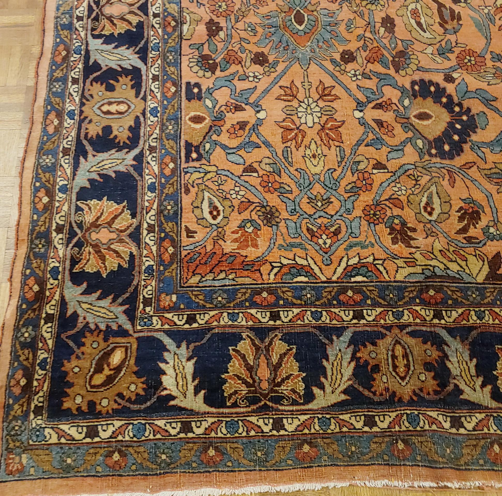 Antique Persian Bidjar, All-Over Design on Rust Field, Wool, Room Size, 1895 For Sale 1