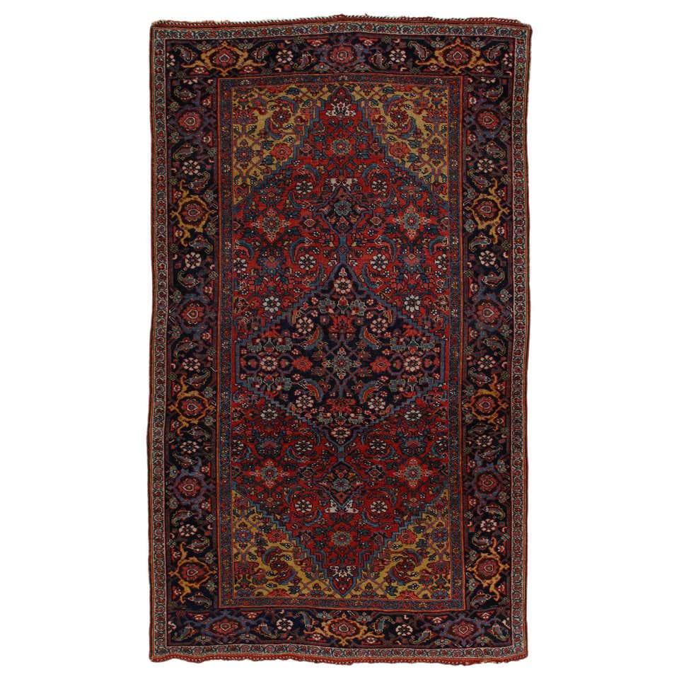 Persian Hand Knotted Red Diamond Medallion Bijar 'Bidjar' Rug For Sale ...
