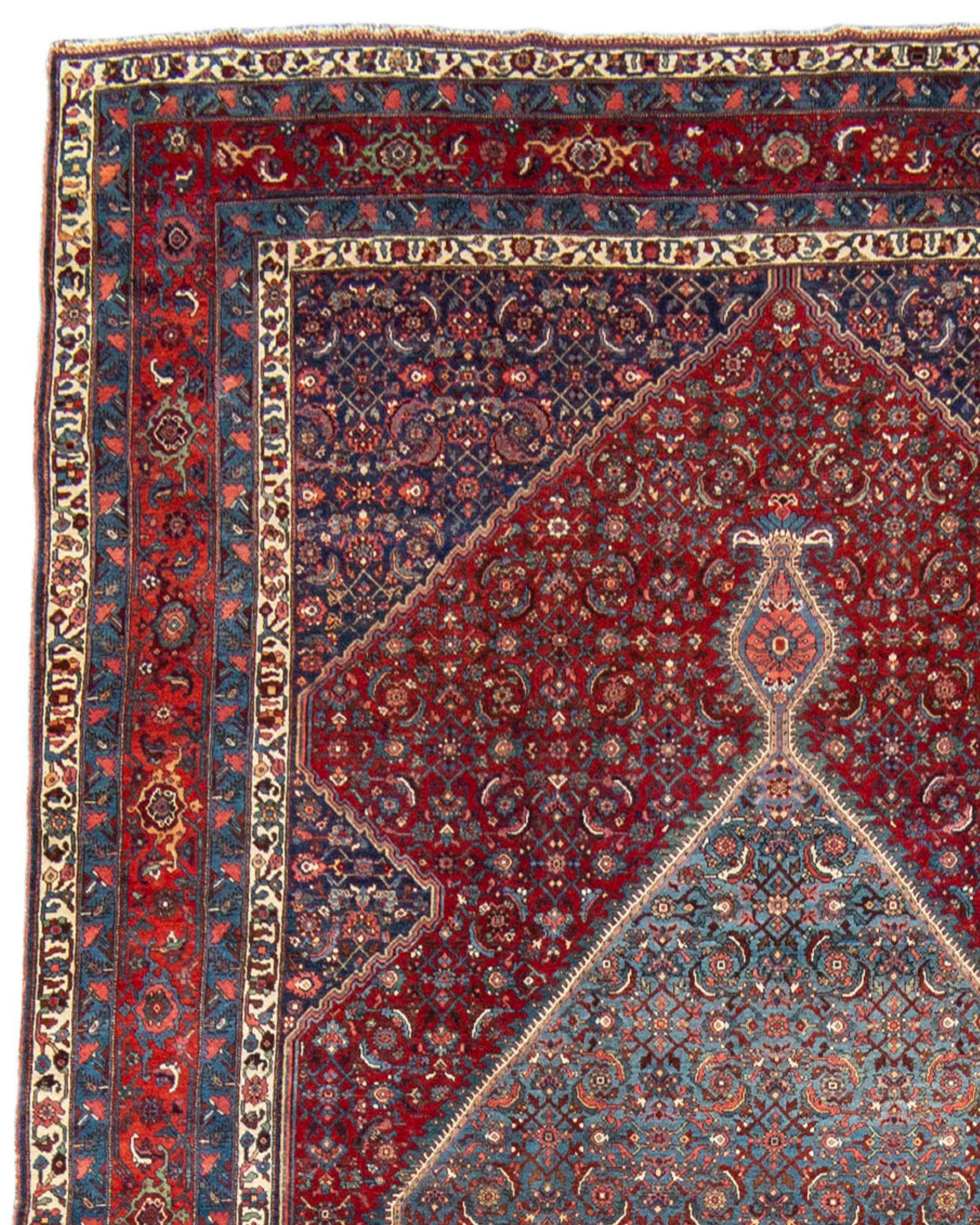 Hand-Knotted Antique Persian Bidjar Carpet, Late 19th Century For Sale