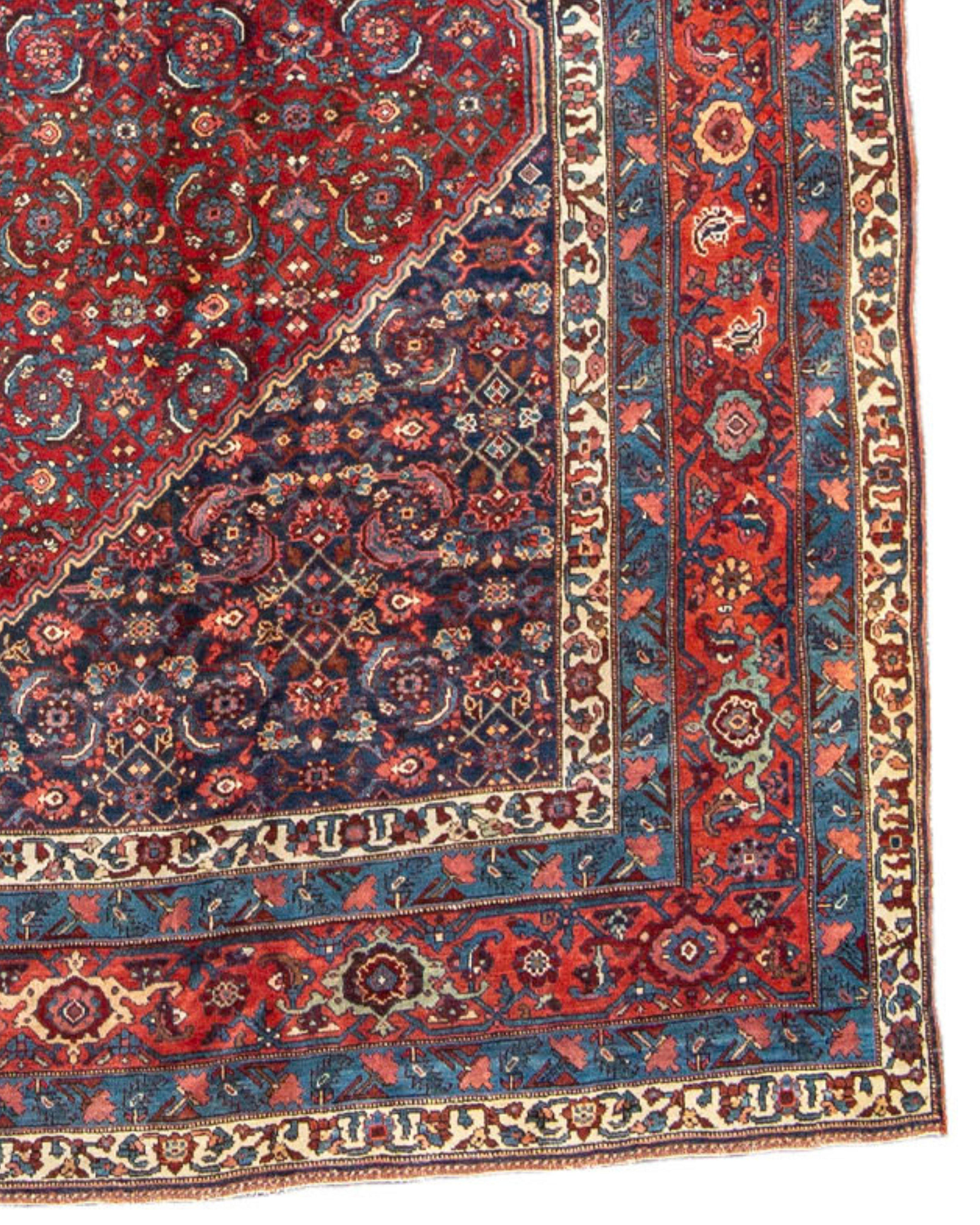 Wool Antique Persian Bidjar Carpet, Late 19th Century For Sale