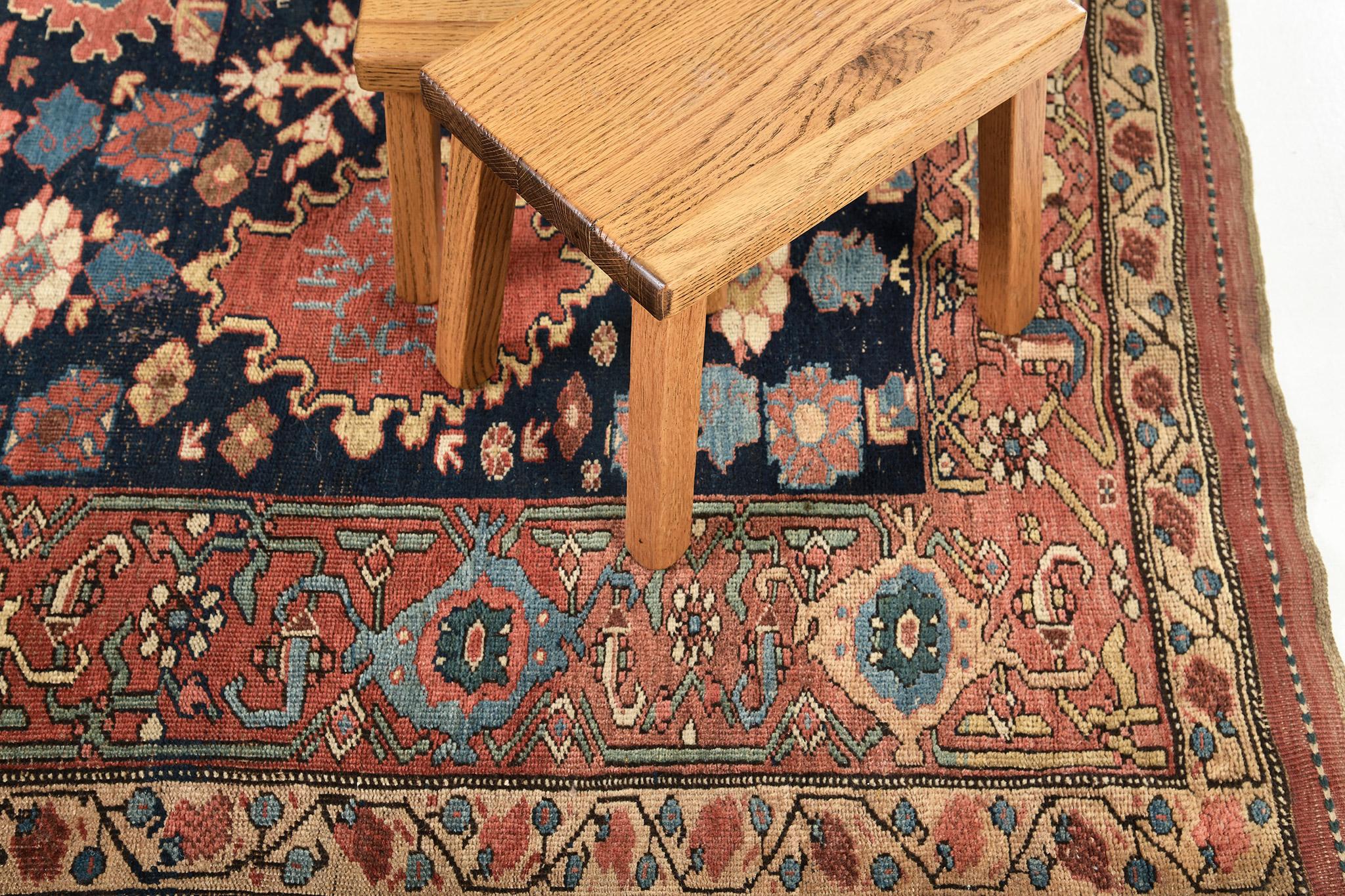 Wool Antique Persian Bidjar Circa 1890 Square Rug 55264 For Sale