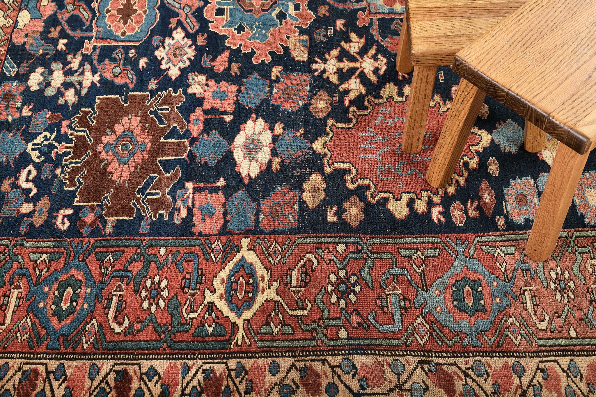 Antiker persischer Bidjar-Teppich aus der Zeit um 1890, quadratisch, 55264 (Wolle) im Angebot