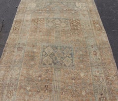 Antique Persian Bidjar Gallery Rug with Medallion and Geometric Design