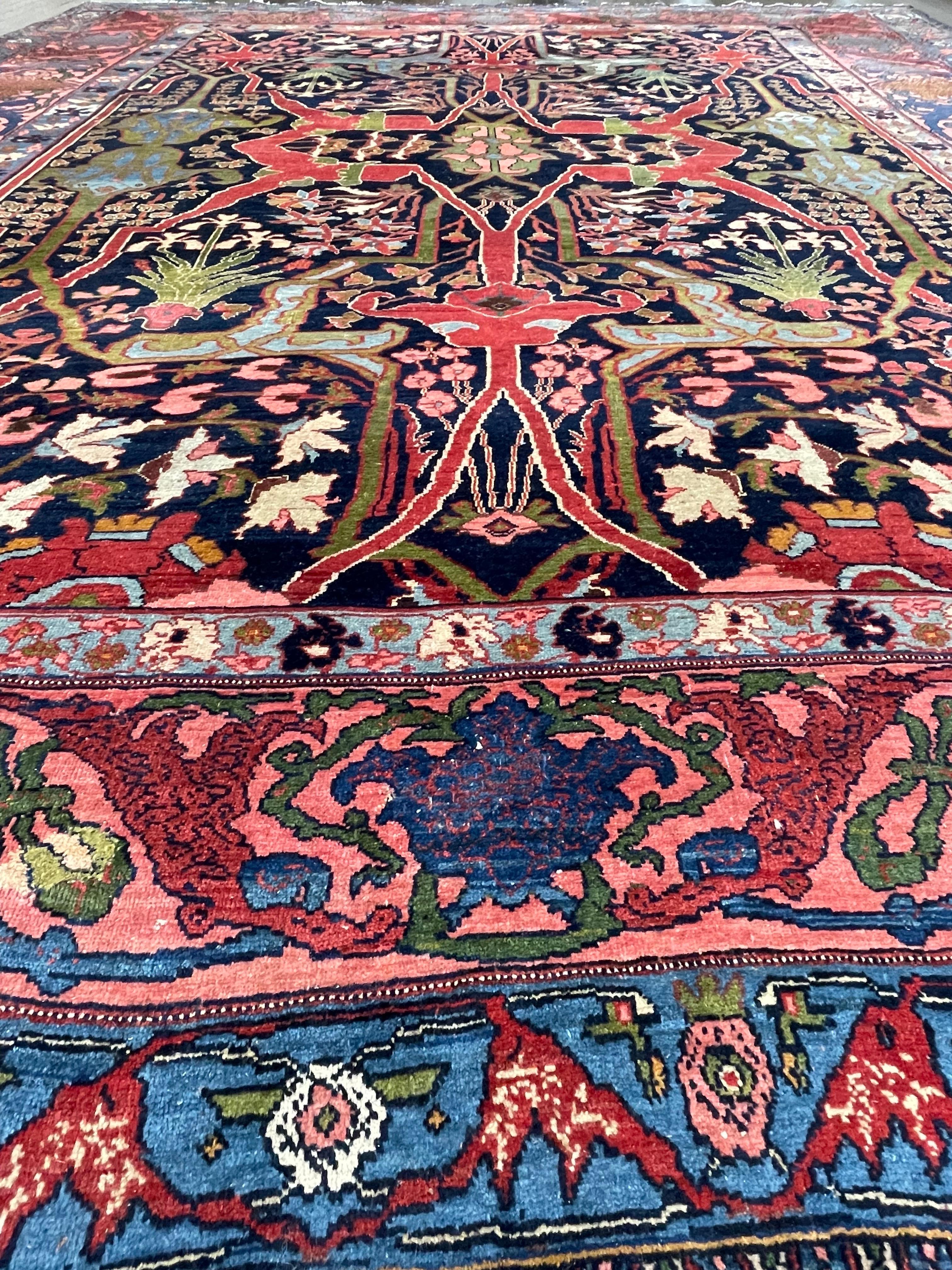 Wool Antique Persian Bidjar Garrus circa 1920 For Sale