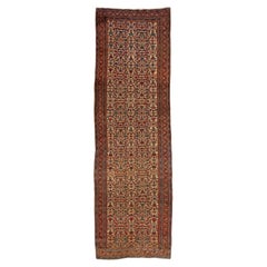 Antiker persischer Bidjar-Läufer aus geblümter Wolle, handgefertigt, mehrfarbig