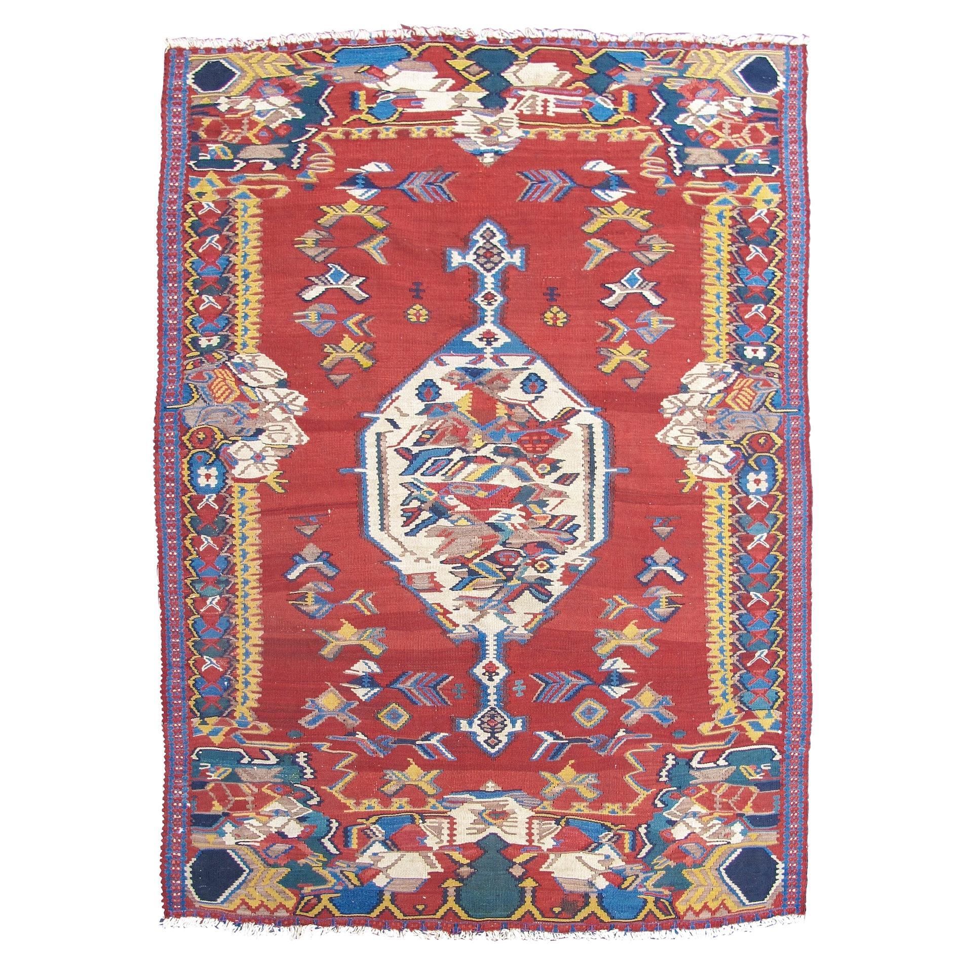 Antique Persian Bidjar Kilim Rug, c. 1900
