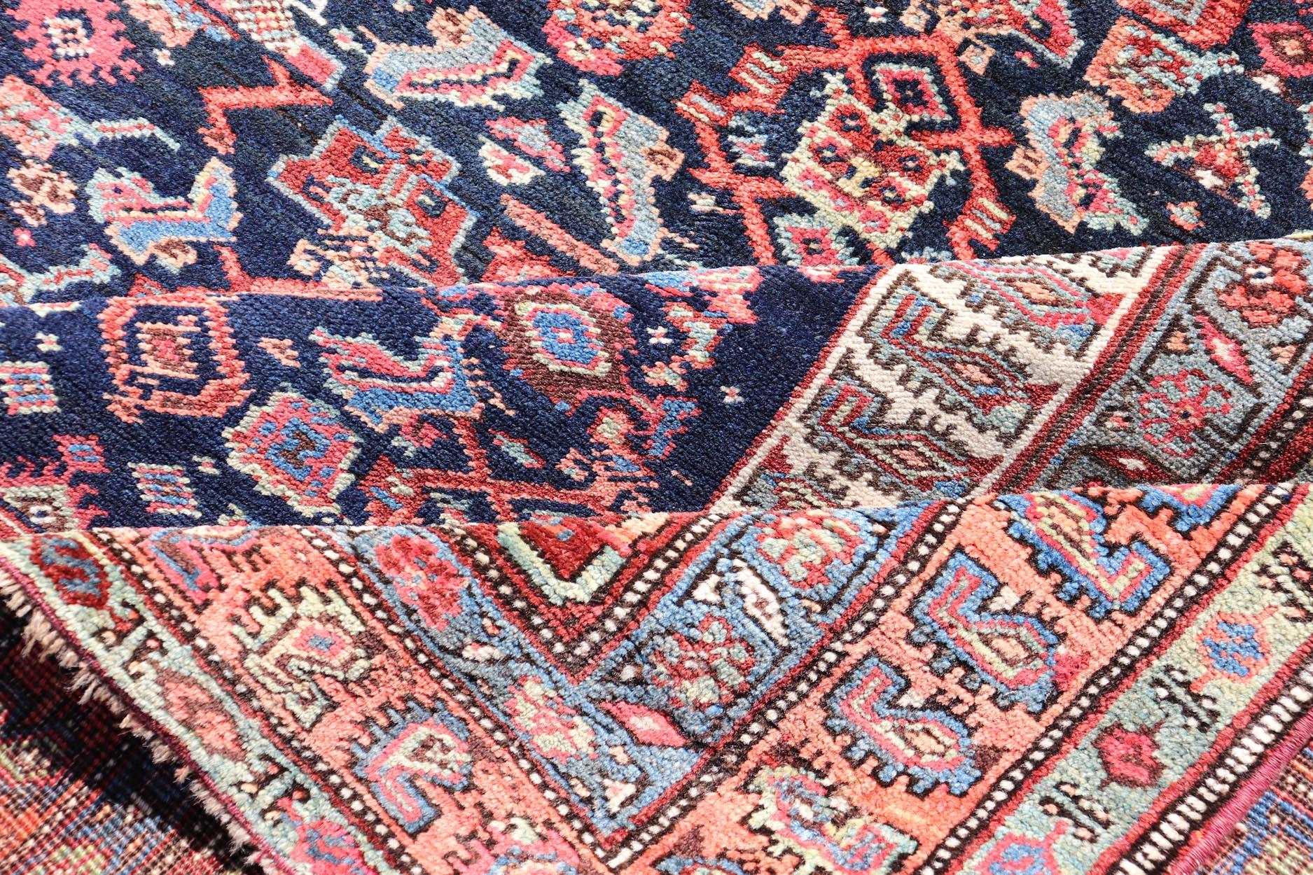 Antique Persian Bidjar Long Gallery Rug with All-Over Sub-Geometric Design For Sale 6