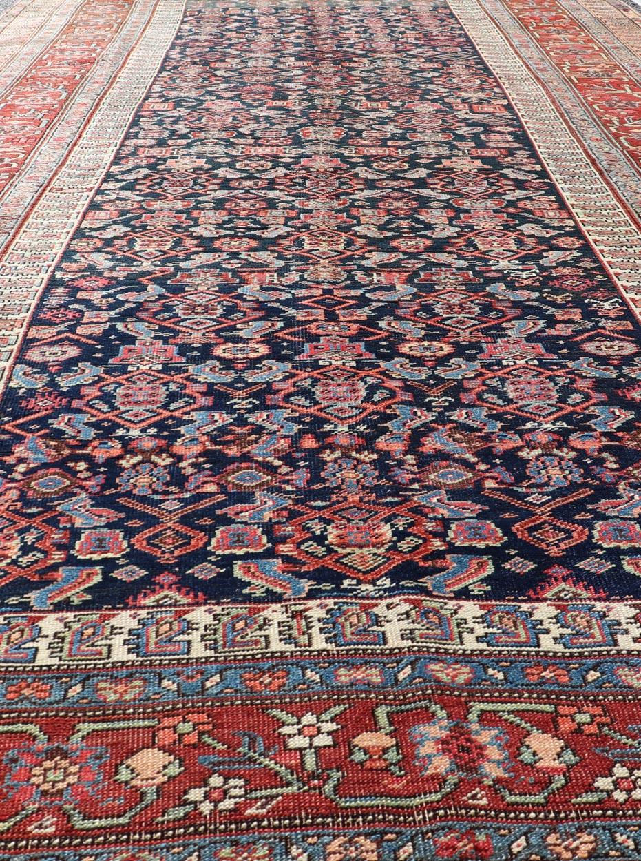 Antique Persian Bidjar Long Gallery Rug with All-Over Sub-Geometric Design For Sale 7