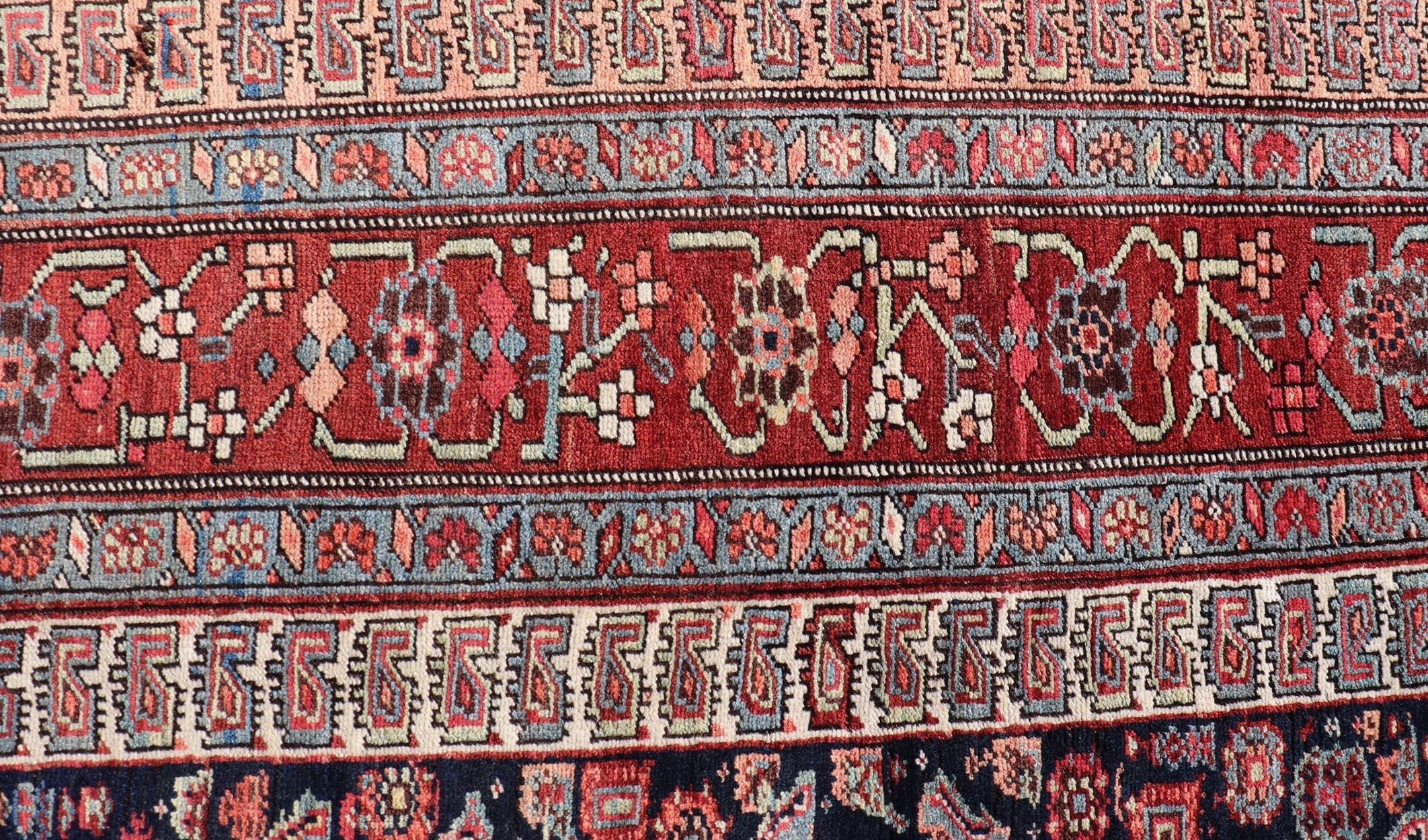 Tribal Antique Persian Bidjar Long Gallery Rug with All-Over Sub-Geometric Design For Sale