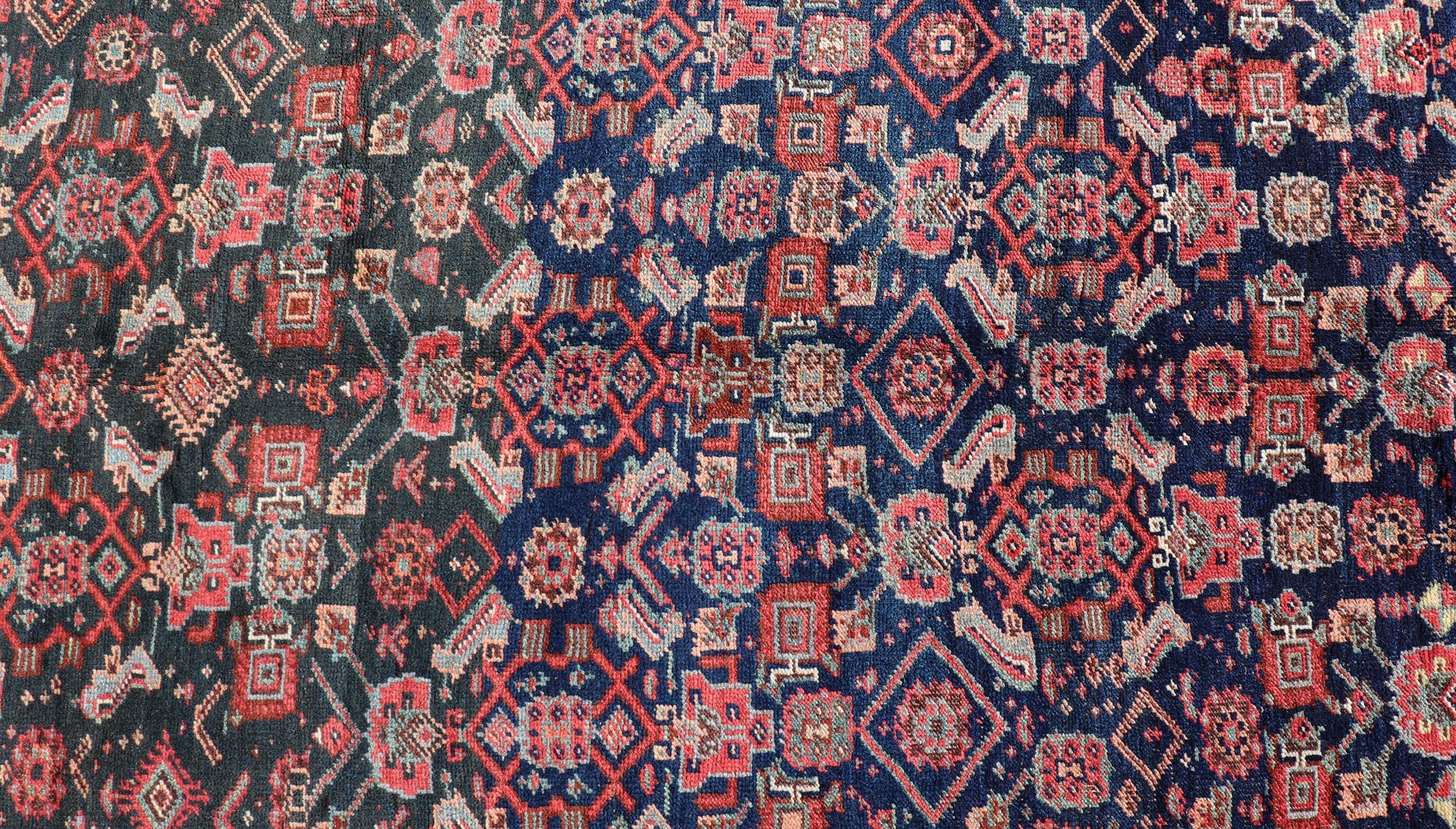 Antique Persian Bidjar Long Gallery Rug with All-Over Sub-Geometric Design In Excellent Condition For Sale In Atlanta, GA