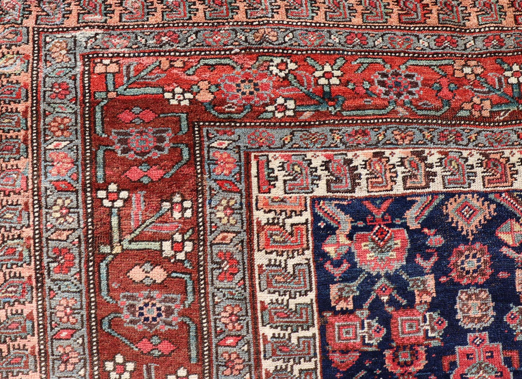 20th Century Antique Persian Bidjar Long Gallery Rug with All-Over Sub-Geometric Design For Sale