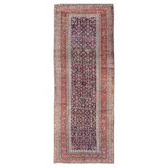 Antique Persian Bidjar Long Gallery Rug with All-Over Sub-Geometric Design