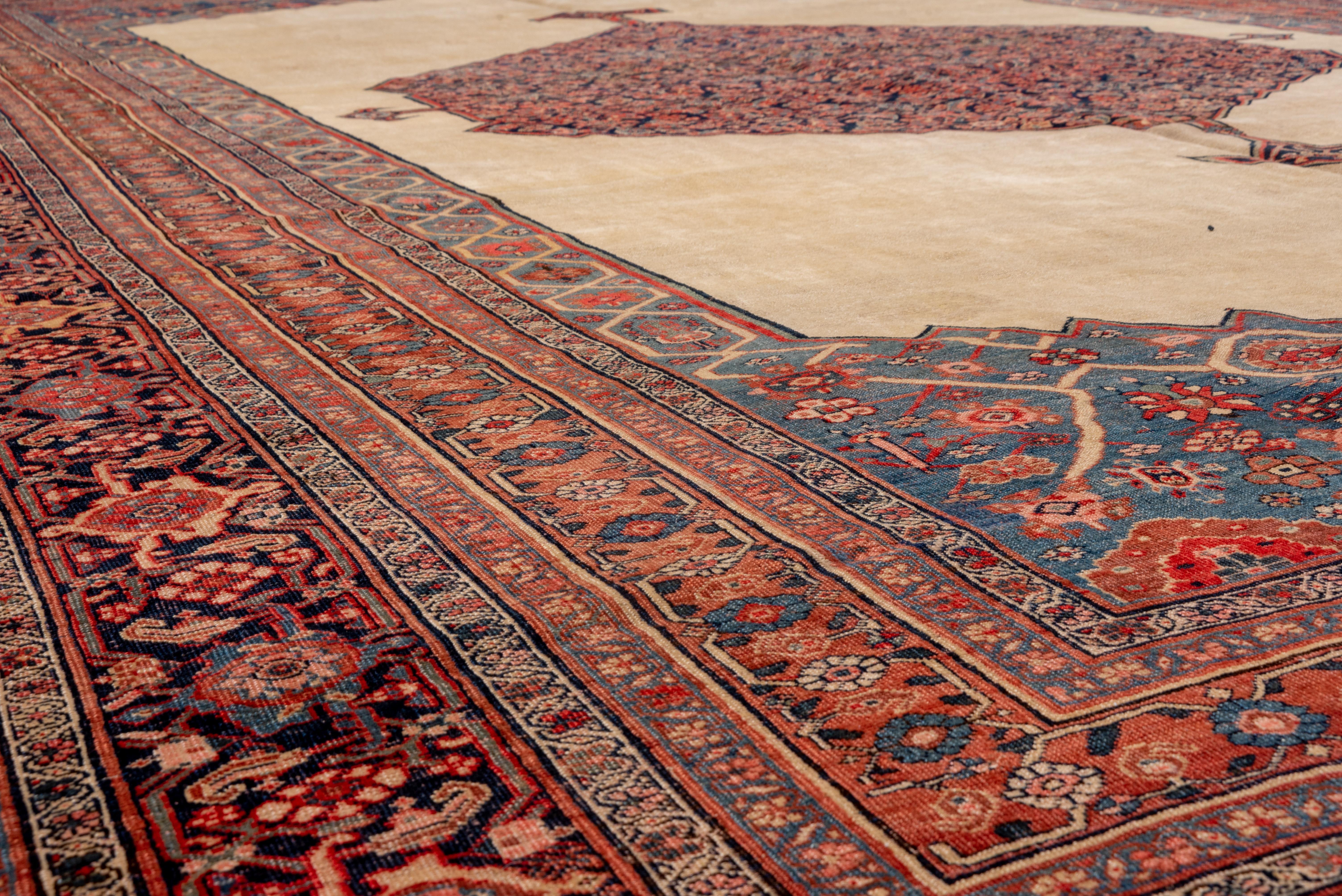 Tribal Antique Persian Bidjar Mansion Carpet, Cream Field, circa 1900s For Sale