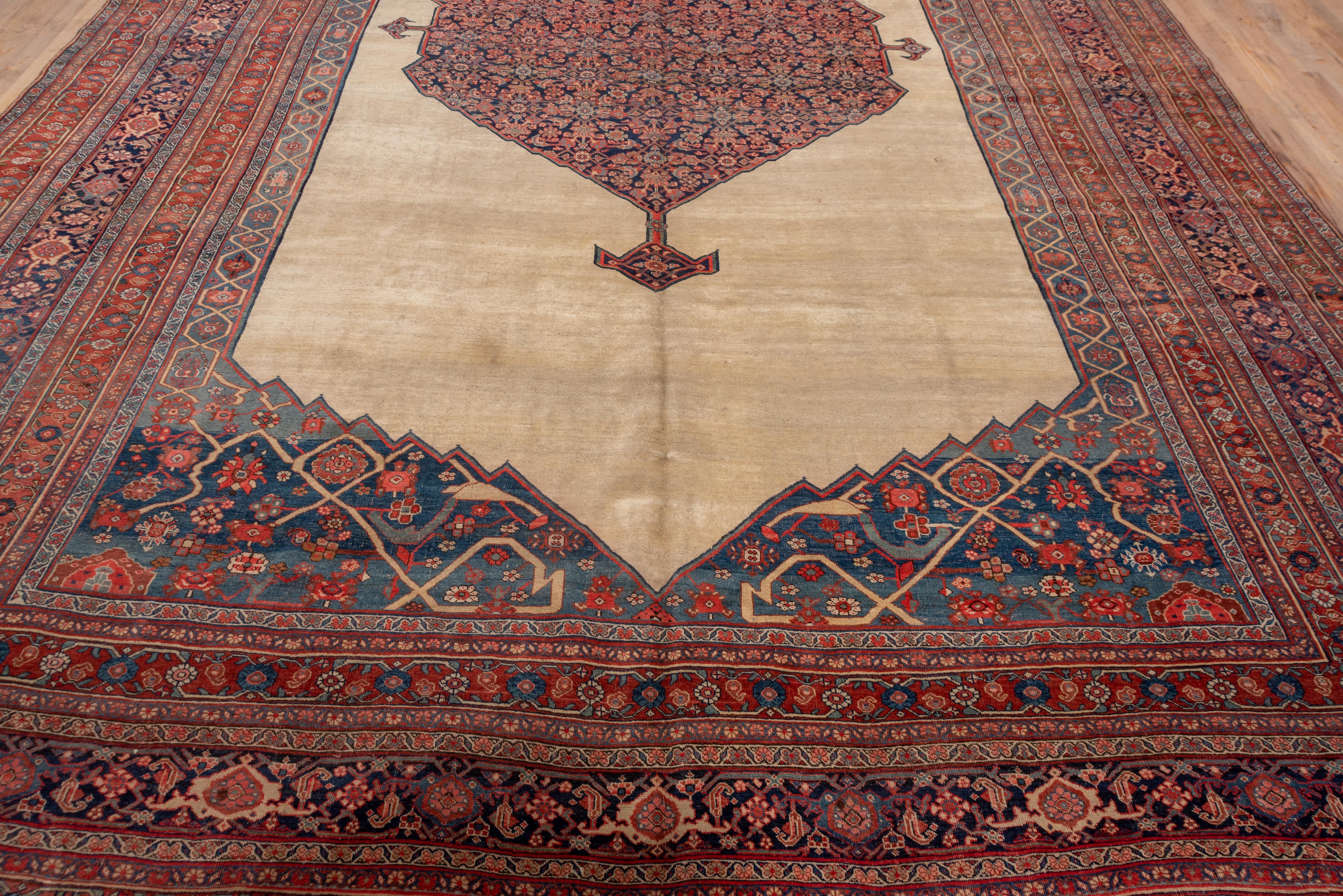 Hand-Knotted Antique Persian Bidjar Mansion Carpet, Cream Field, circa 1900s For Sale