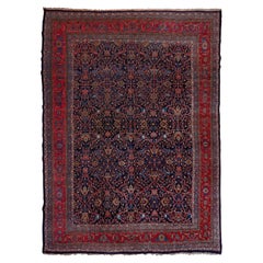 Antique Persian Bidjar Mansion Carpet, Navy Field, circa 1910s