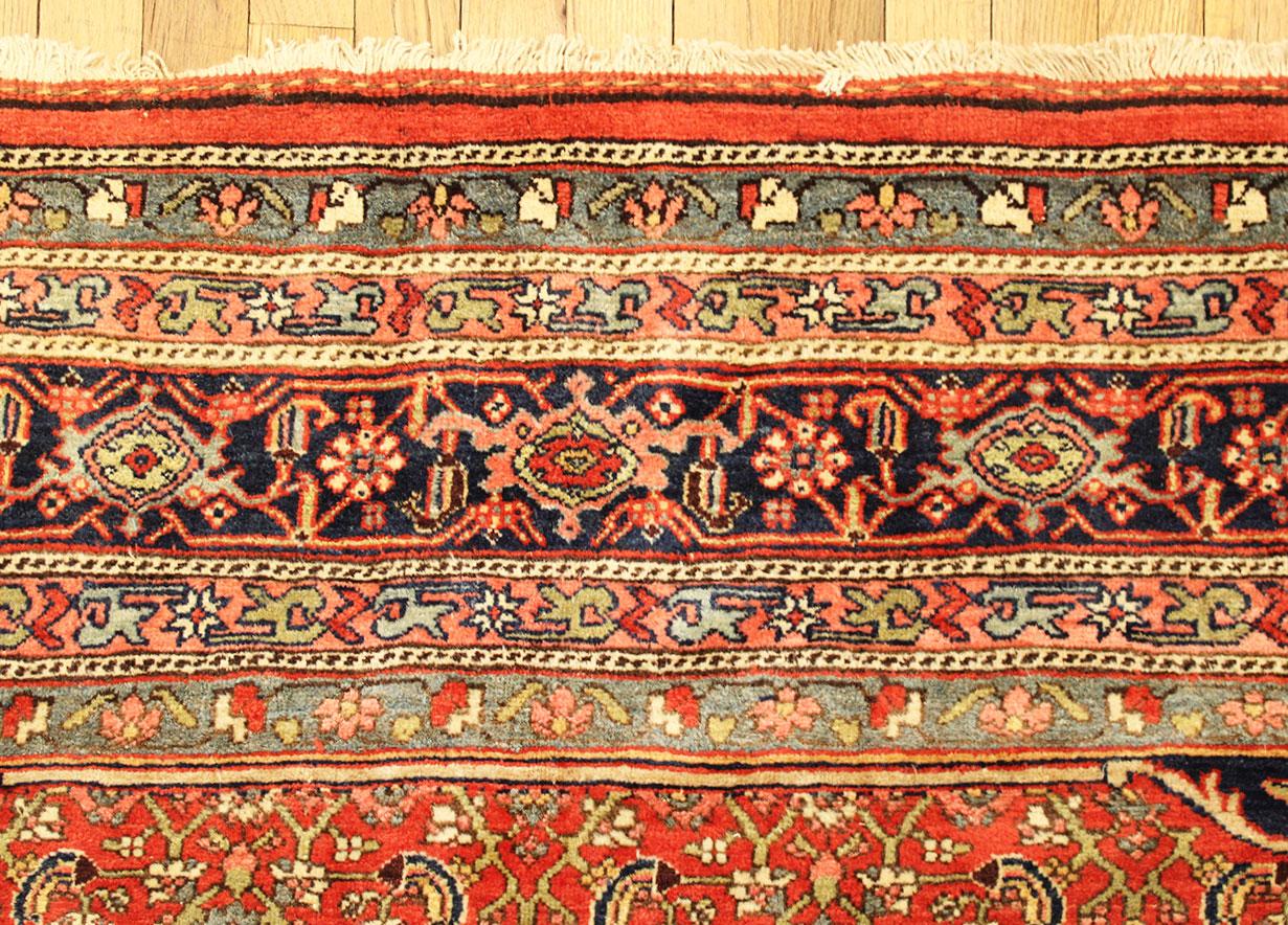 Wool Antique Persian Bidjar Oriental Rug, in Room size, with Central Medallion For Sale