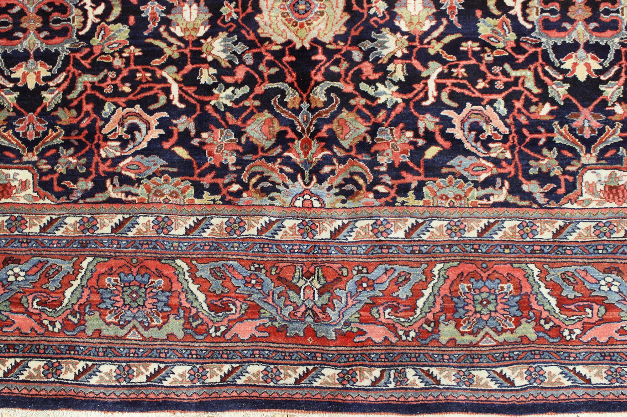 Antique Persian Bidjar Oriental Rug, in Room Size, with Central Medallion For Sale 3