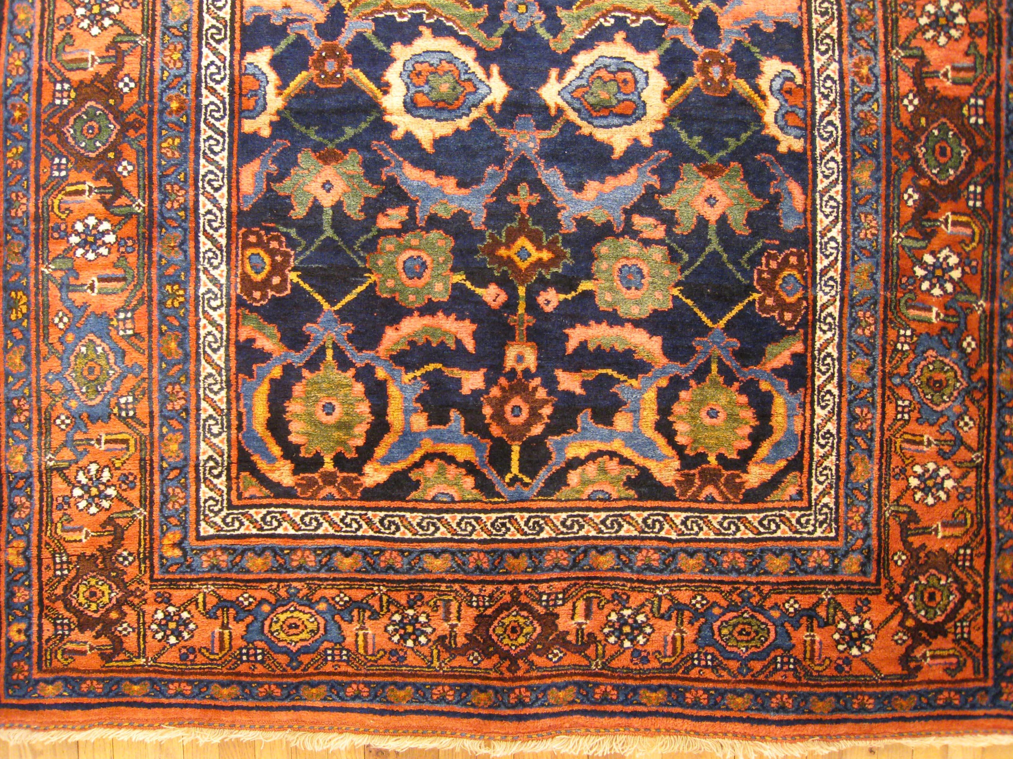 Hand-Knotted Antique Persian Bidjar Oriental Rug, in Runner Size, with Floral Elements For Sale