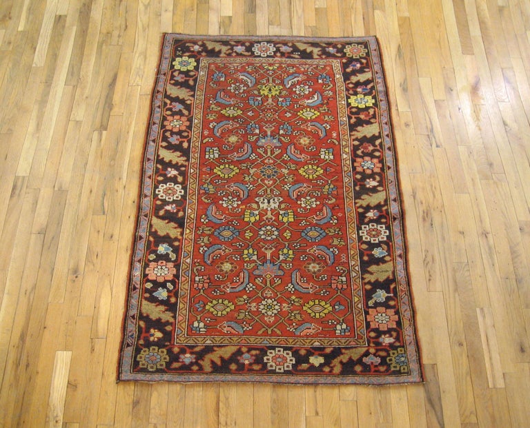 Antique Persian Bidjar Oriental Rug, in Small Size, with Herati Design