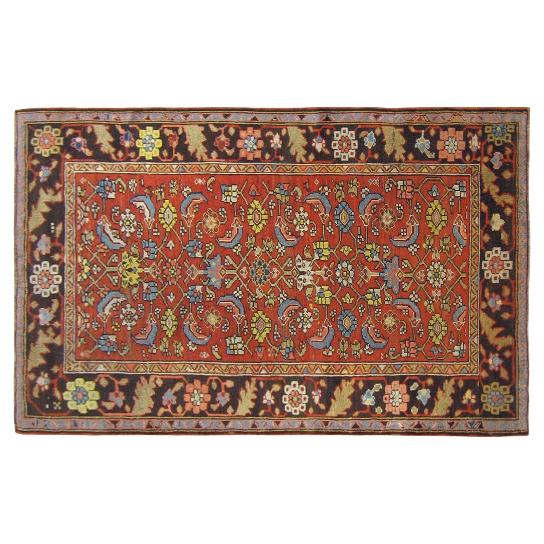 Antique Persian Bidjar Oriental Rug, in Small Size, with Herati Design