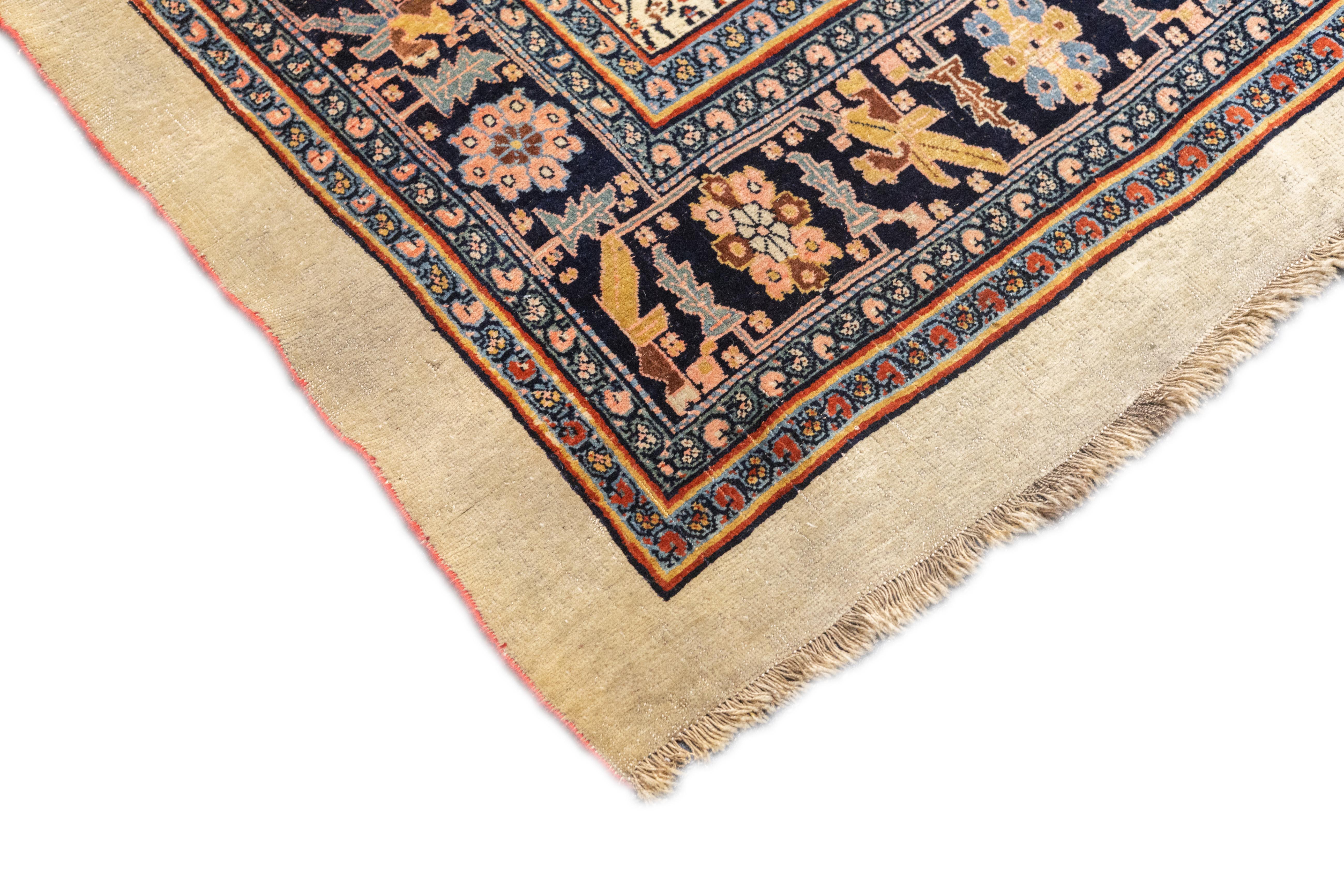 Noué à la main Tapis persan ancien Bidjar 7'9'' x 11'2'' en vente