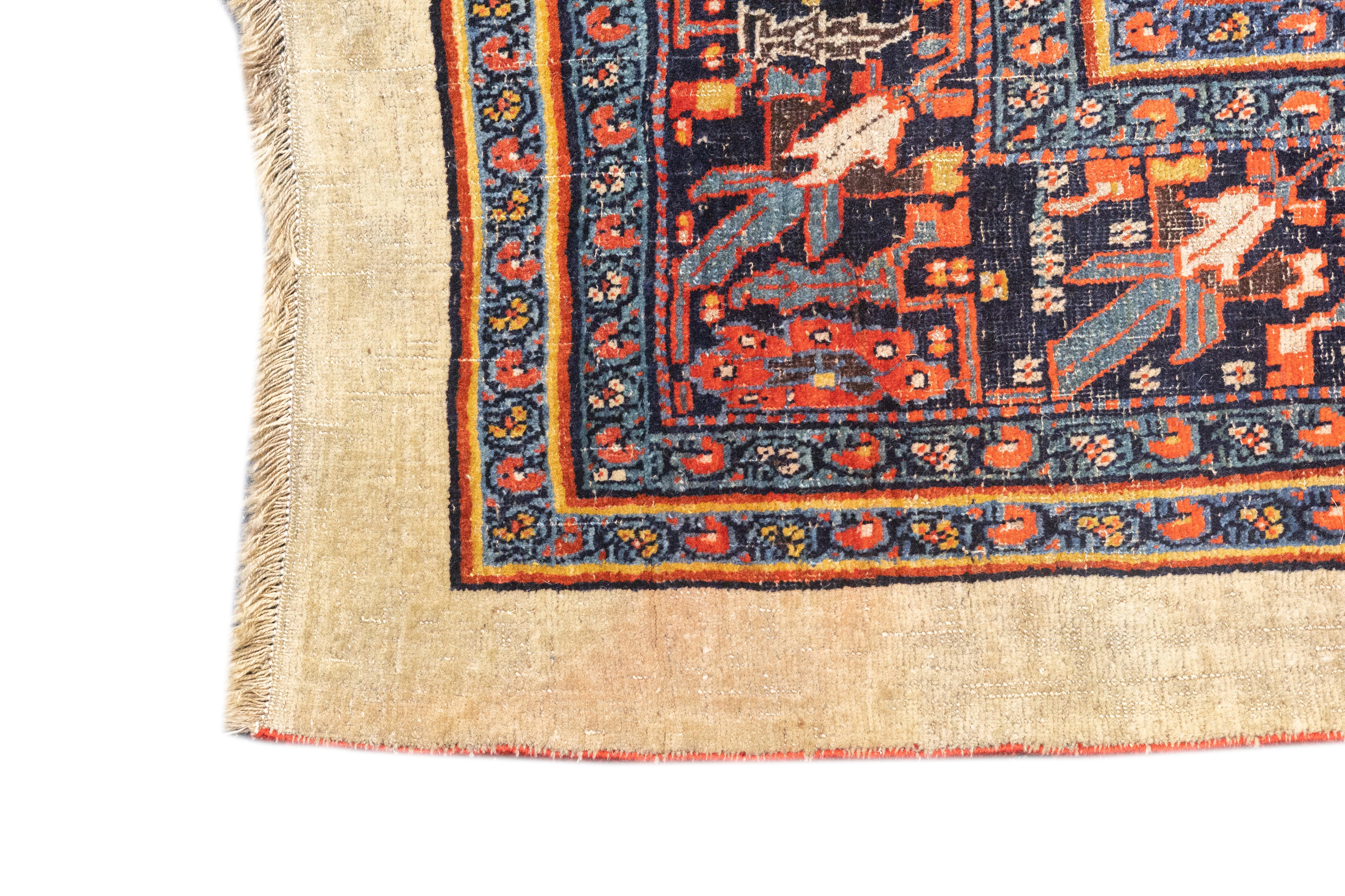 Laine Tapis persan ancien Bidjar 7'9'' x 11'2'' en vente